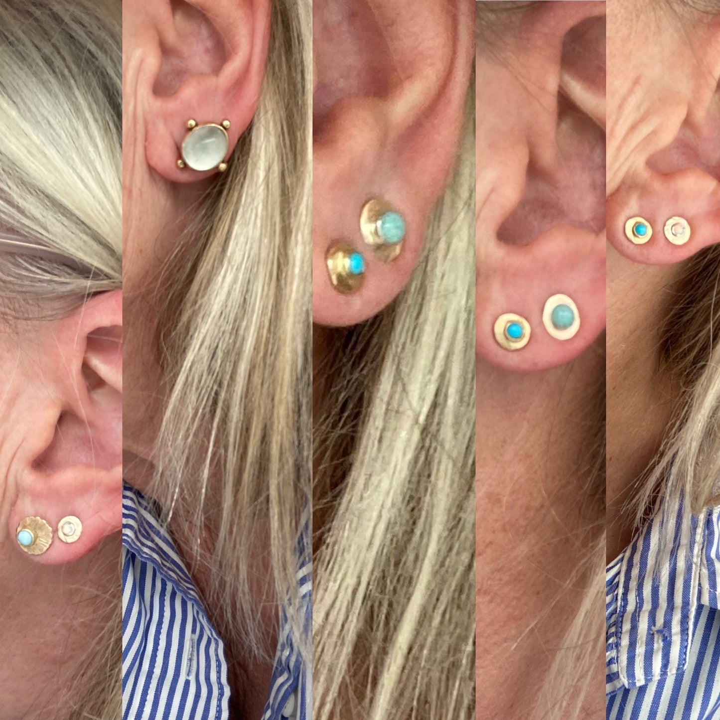 Sleep-In 18kt yellow gold Larimar Stud Earrings