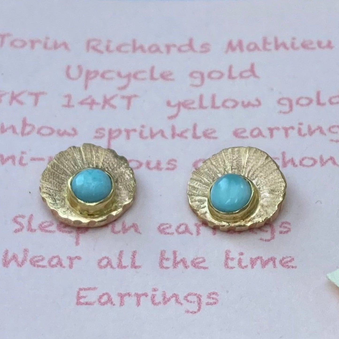 Sleep-In 18kt yellow gold Larimar Stud Earrings