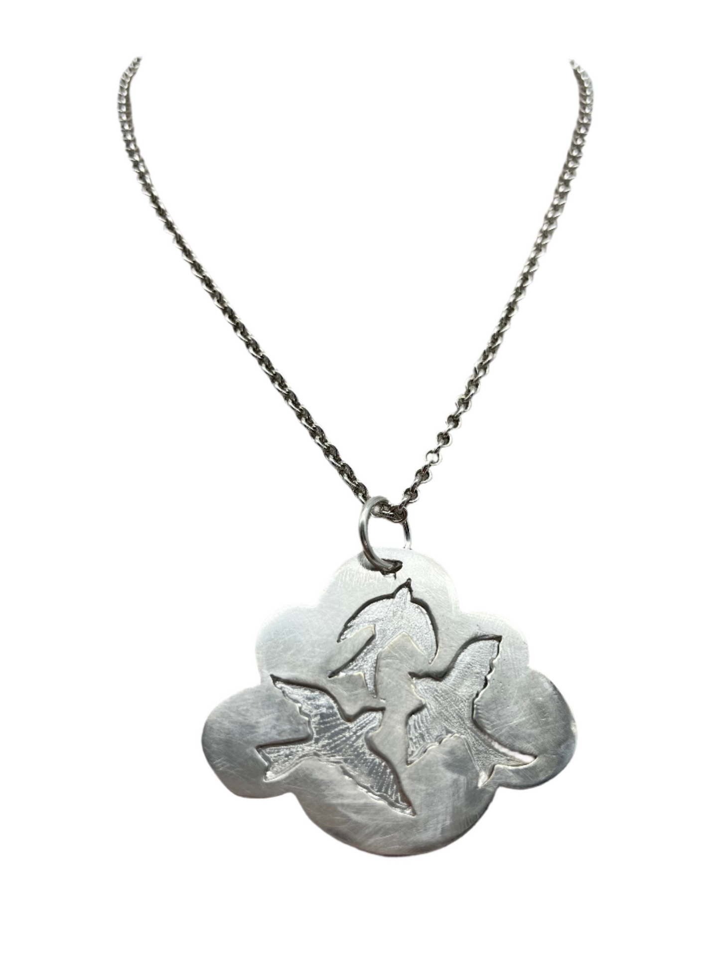 Three bird Cloud Charm necklace