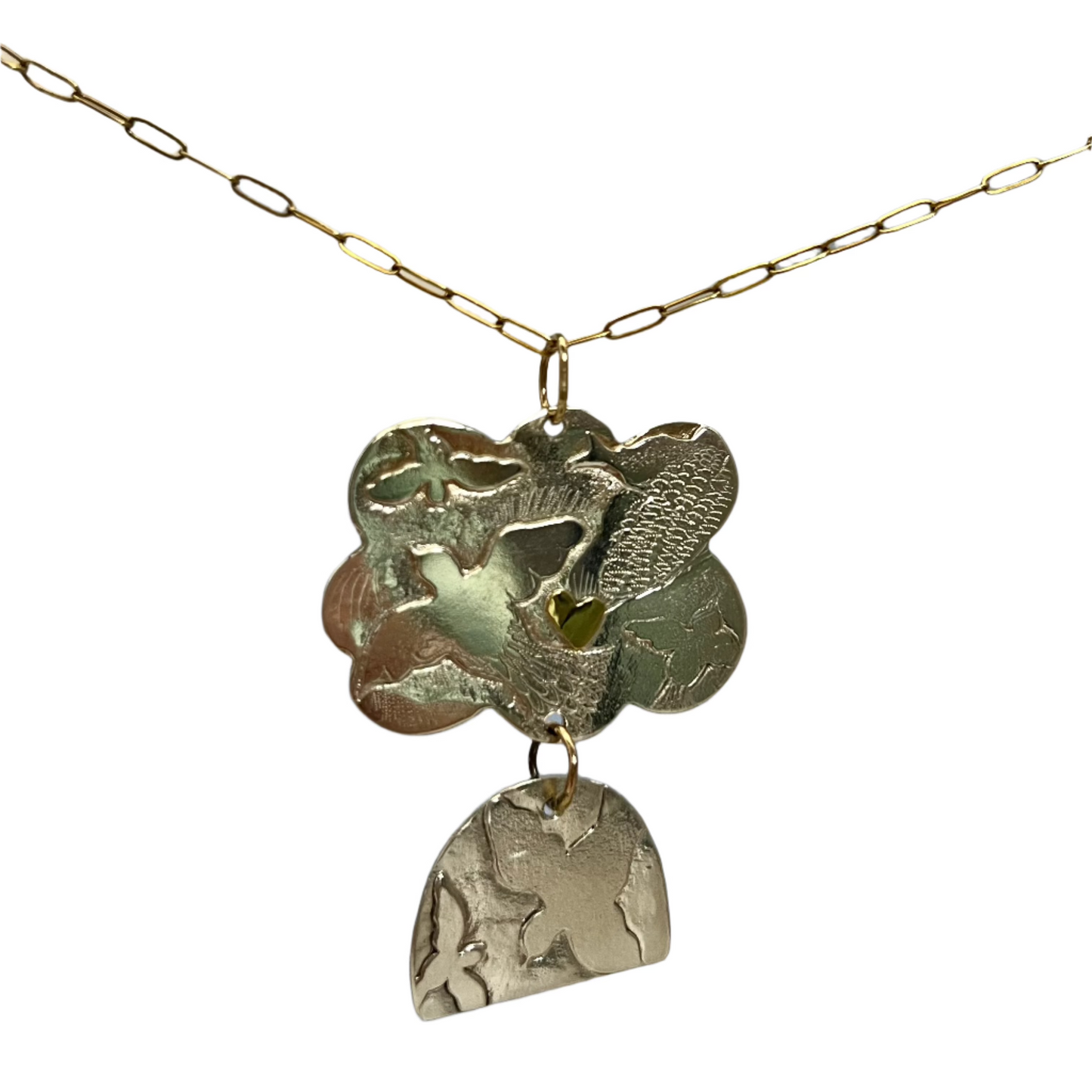 Silver Cloud Heart Arch Necklace