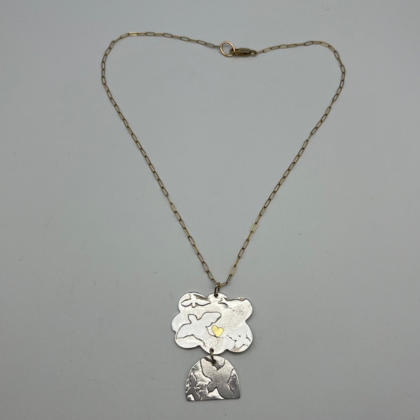 Silver Cloud Heart Arch Necklace