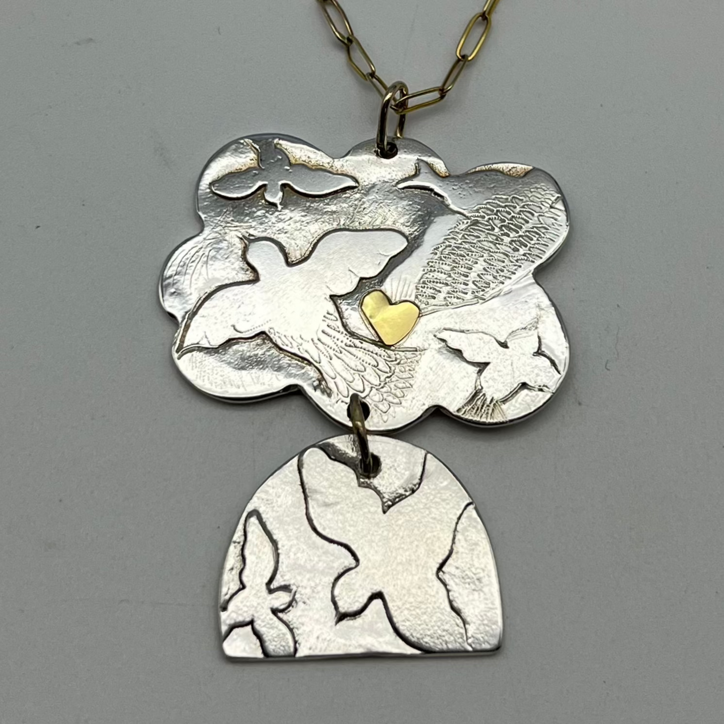 Silver Cloud Heart Arch Necklace