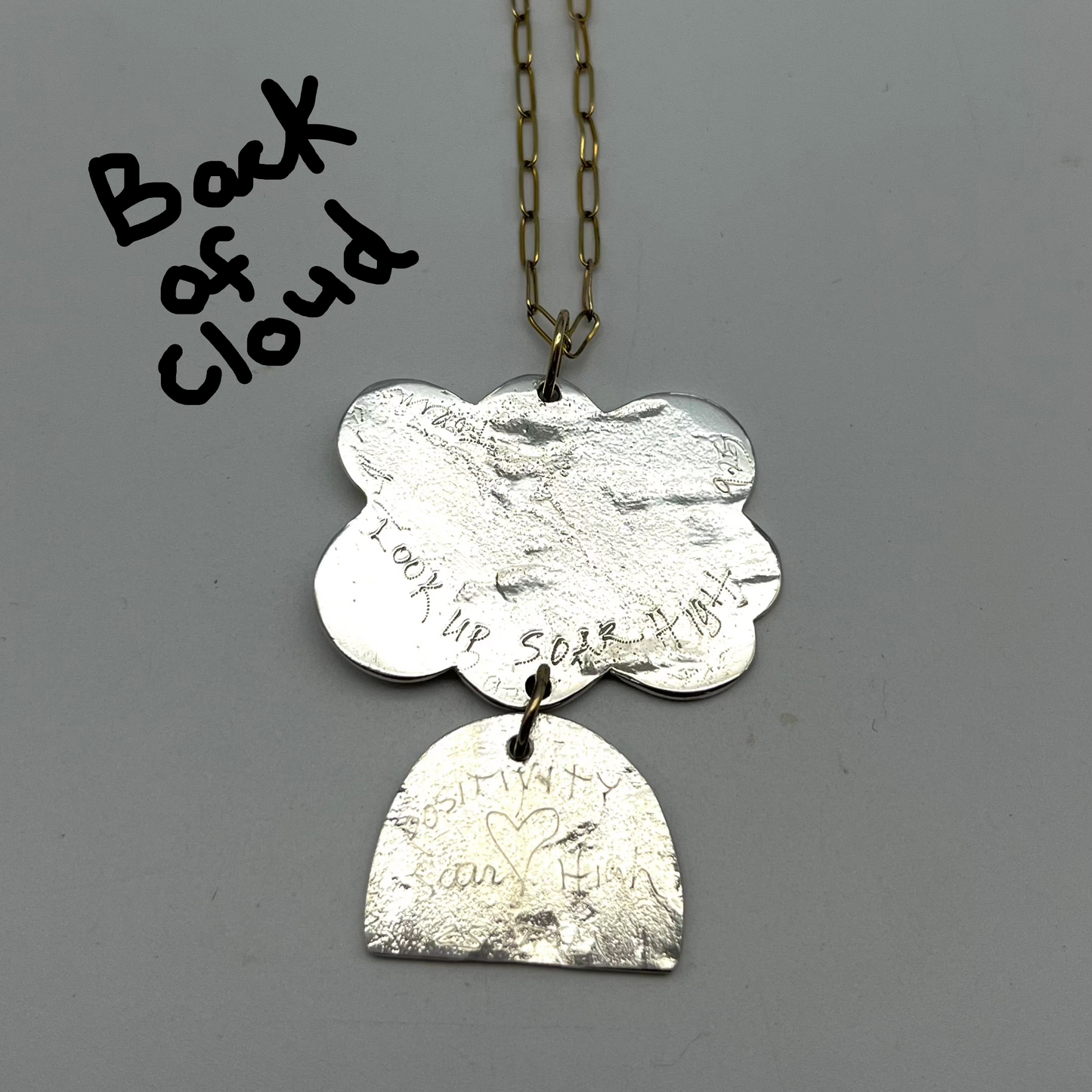 Silver Cloud Heart Arch Necklace