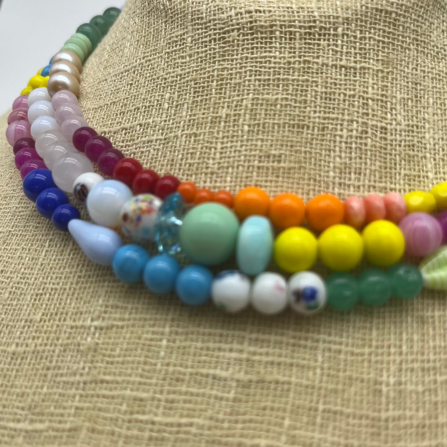 Rainbow Buzz, Three Strand Necklace