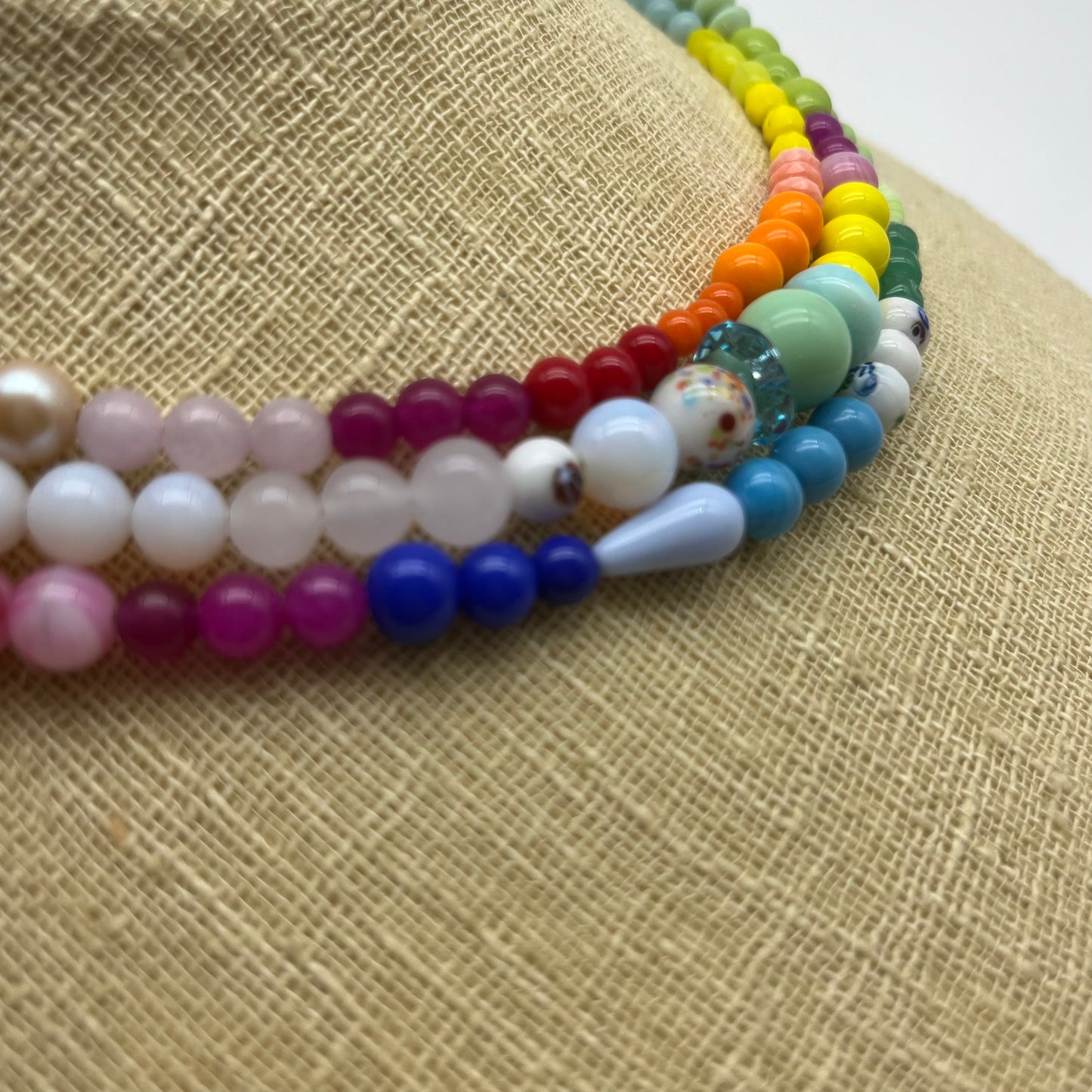 Rainbow Buzz, Three Strand Necklace
