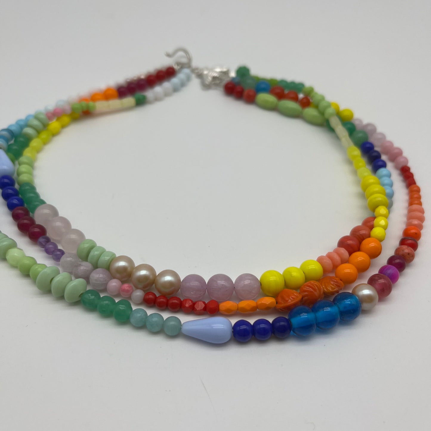 Rainbow Buzz BLUE, Three Strand Necklace