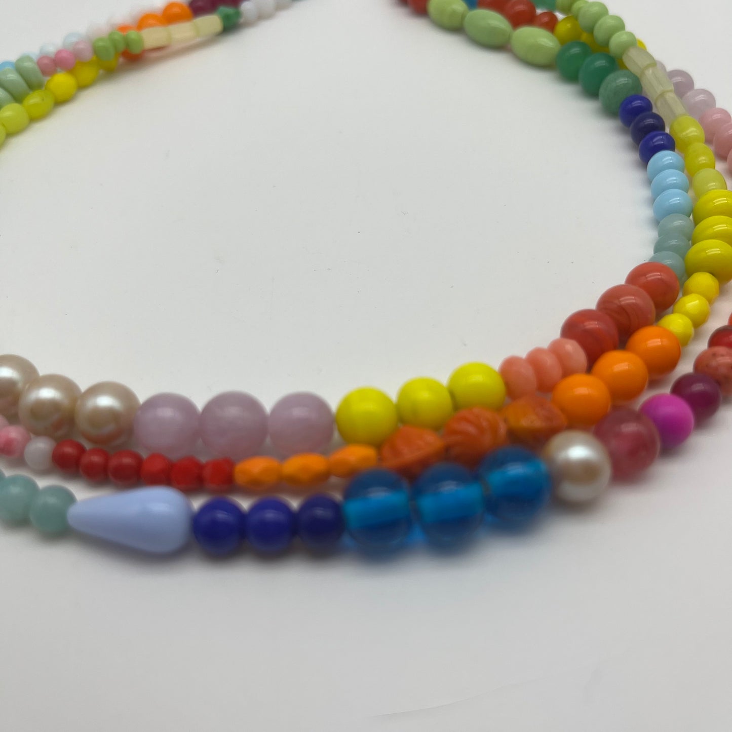 Rainbow Buzz BLUE, Three Strand Necklace