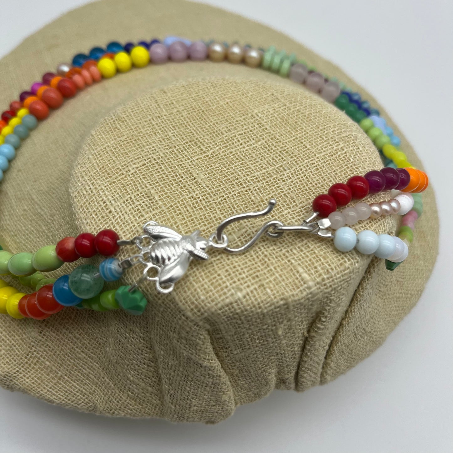 Rainbow Buzz BLUE, Three Strand Necklace
