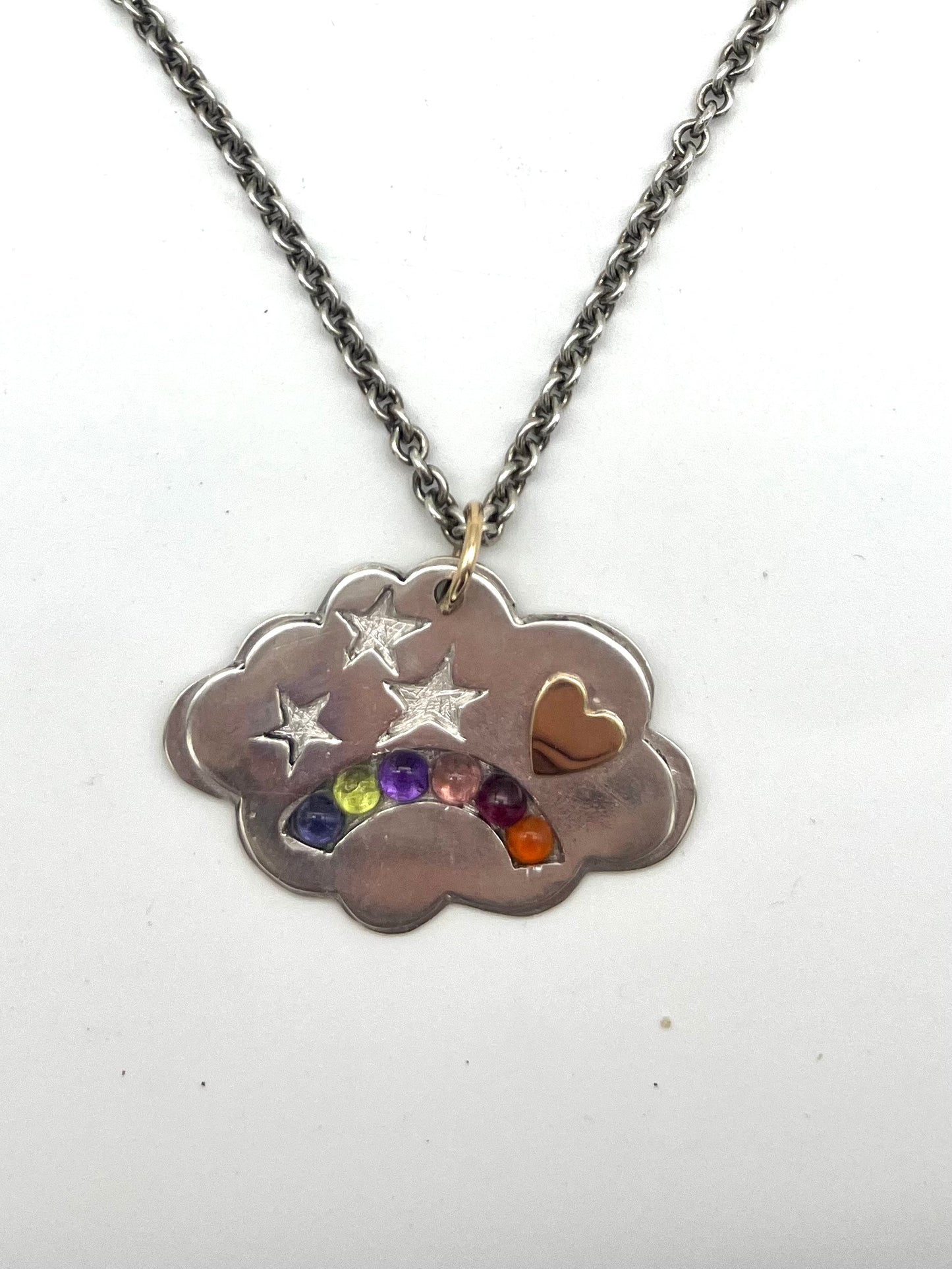 Cloud Charm Necklace gold heart