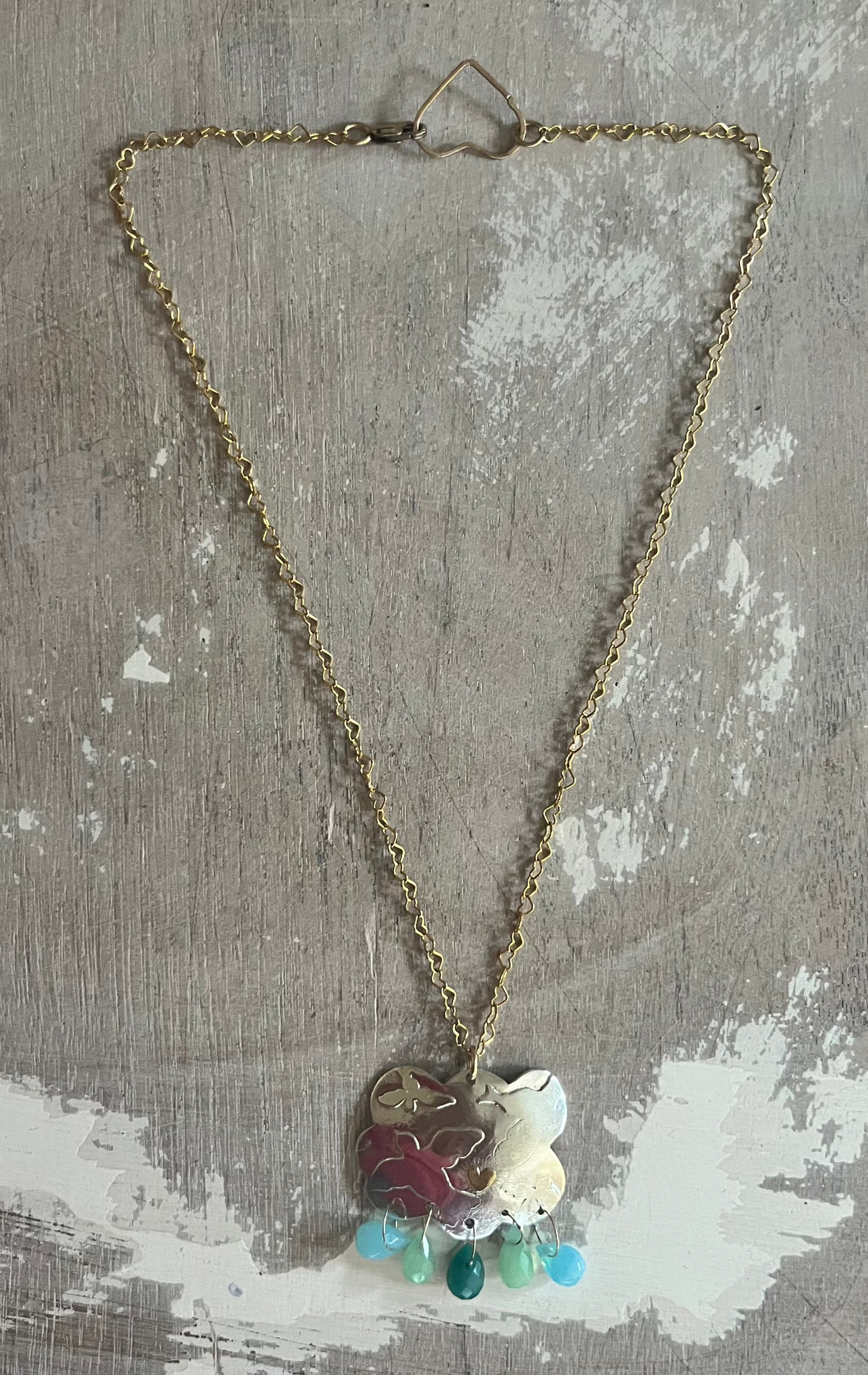 Silver Cloud Heart Arch Necklace