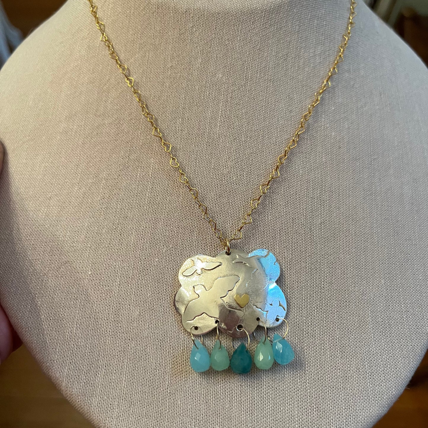 Silver Cloud Heart Arch Necklace