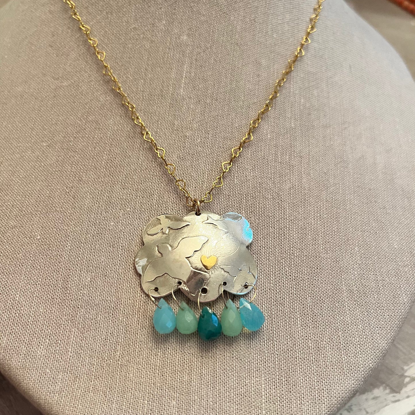 Silver Cloud Heart Arch Necklace
