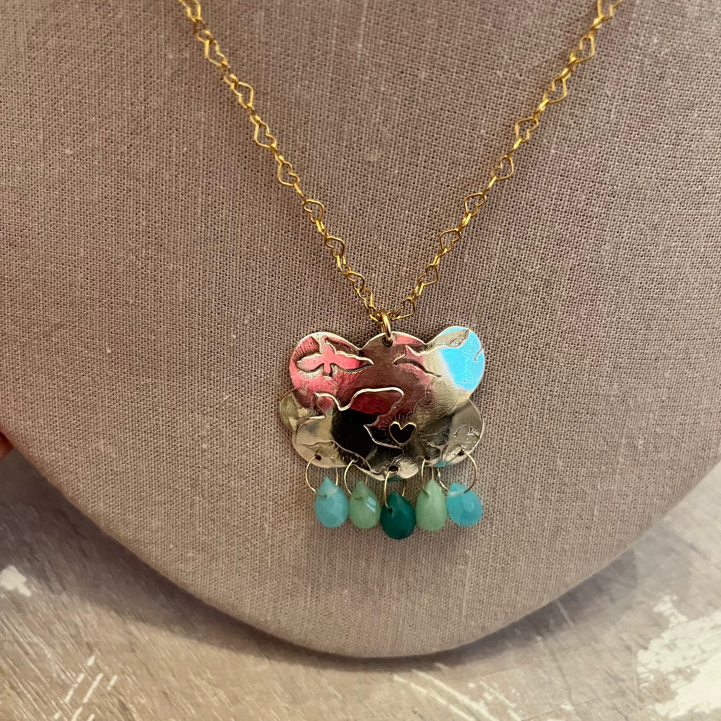 Silver Cloud Heart Arch Necklace