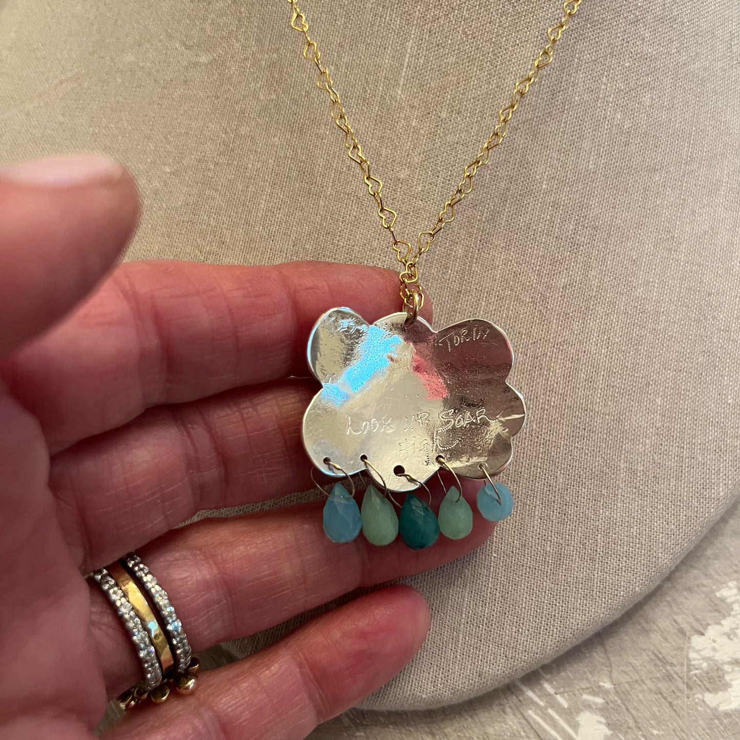 Silver Cloud Heart Arch Necklace