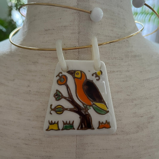 Retro Mod Bird Porcelain Bird Necklace