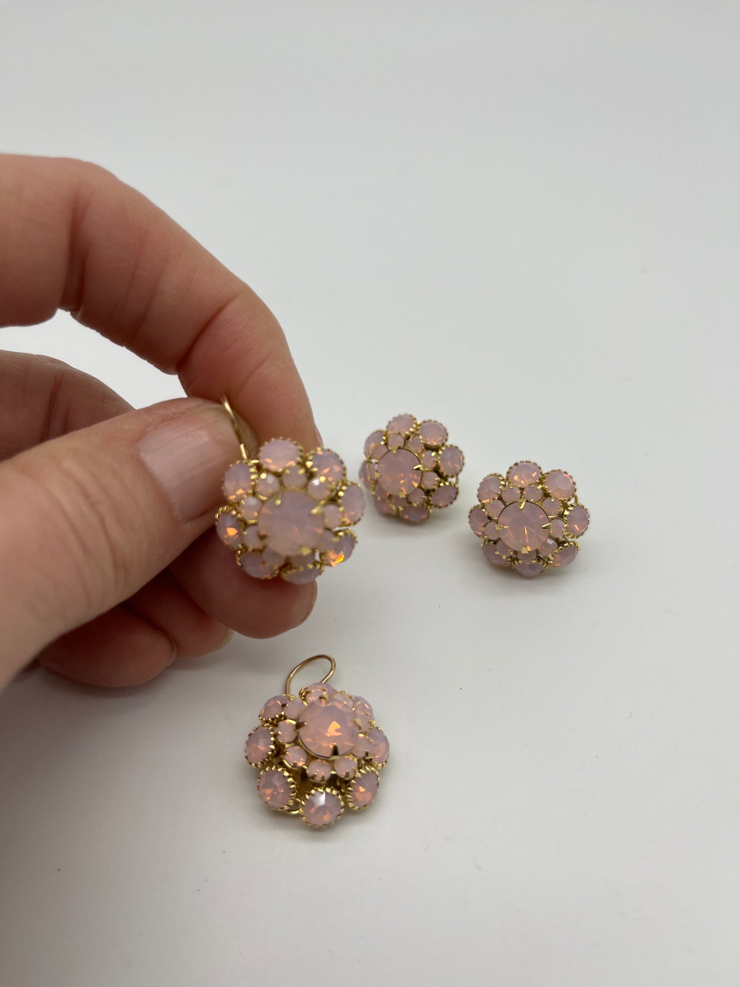 Pink Opal Crystal Stone Earrings