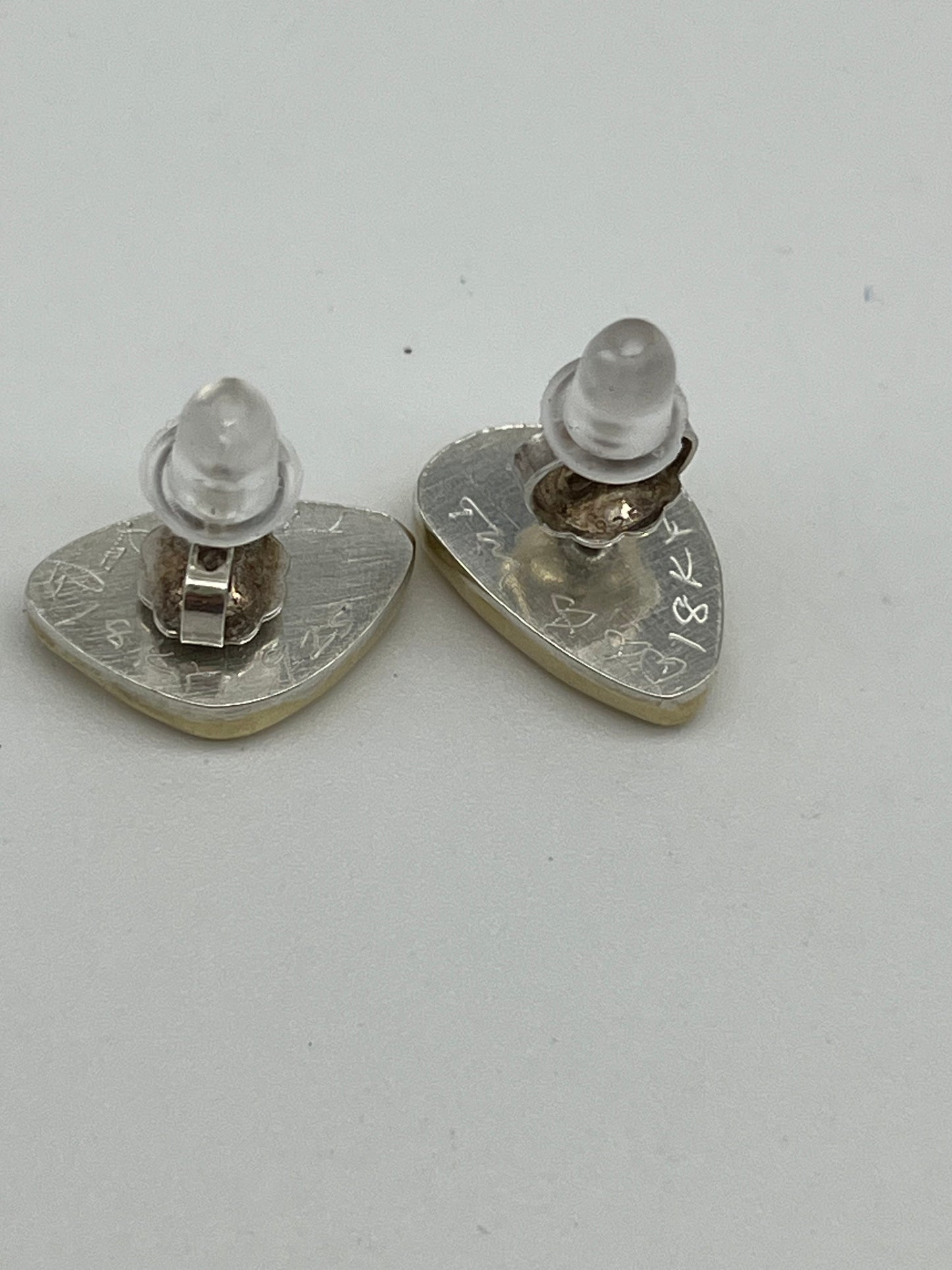 Opal organic button earrings