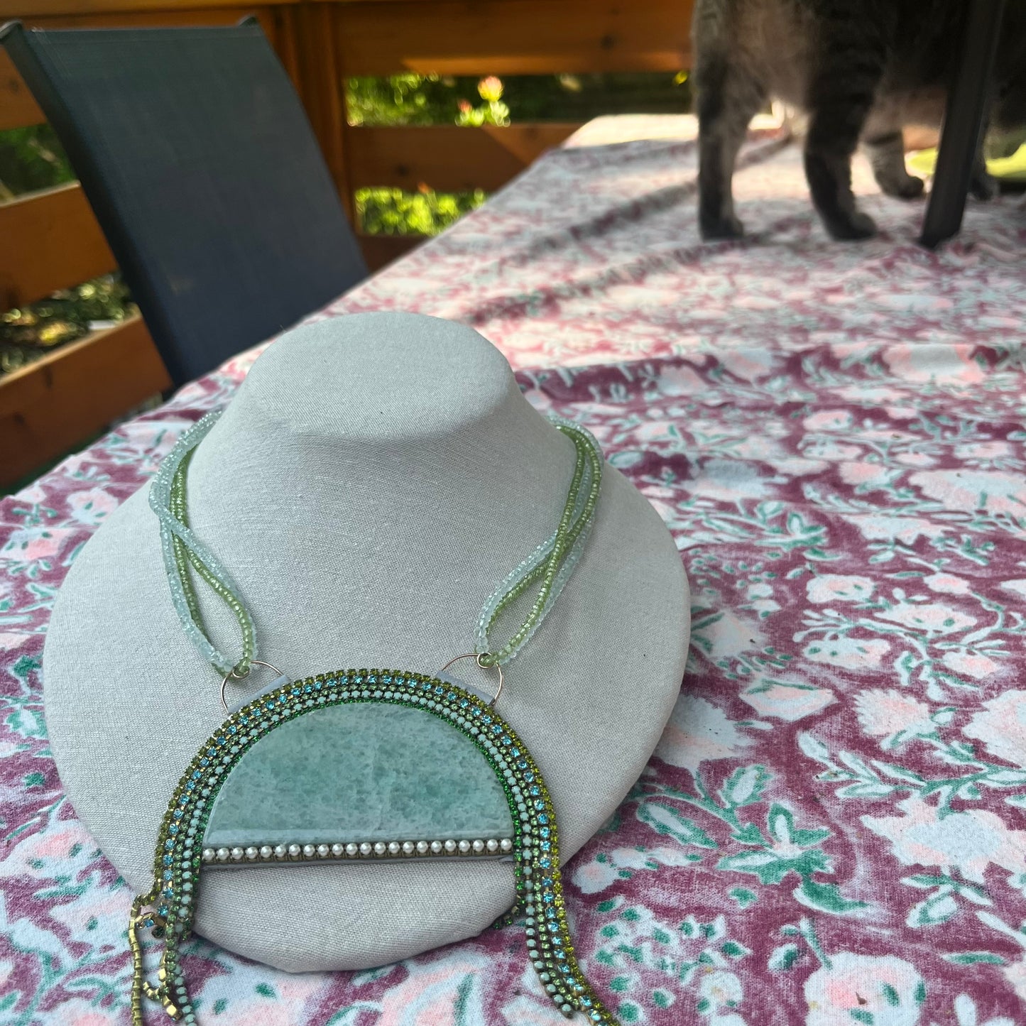 Semi-precious gemstone Statement Arch and sparkle necklace