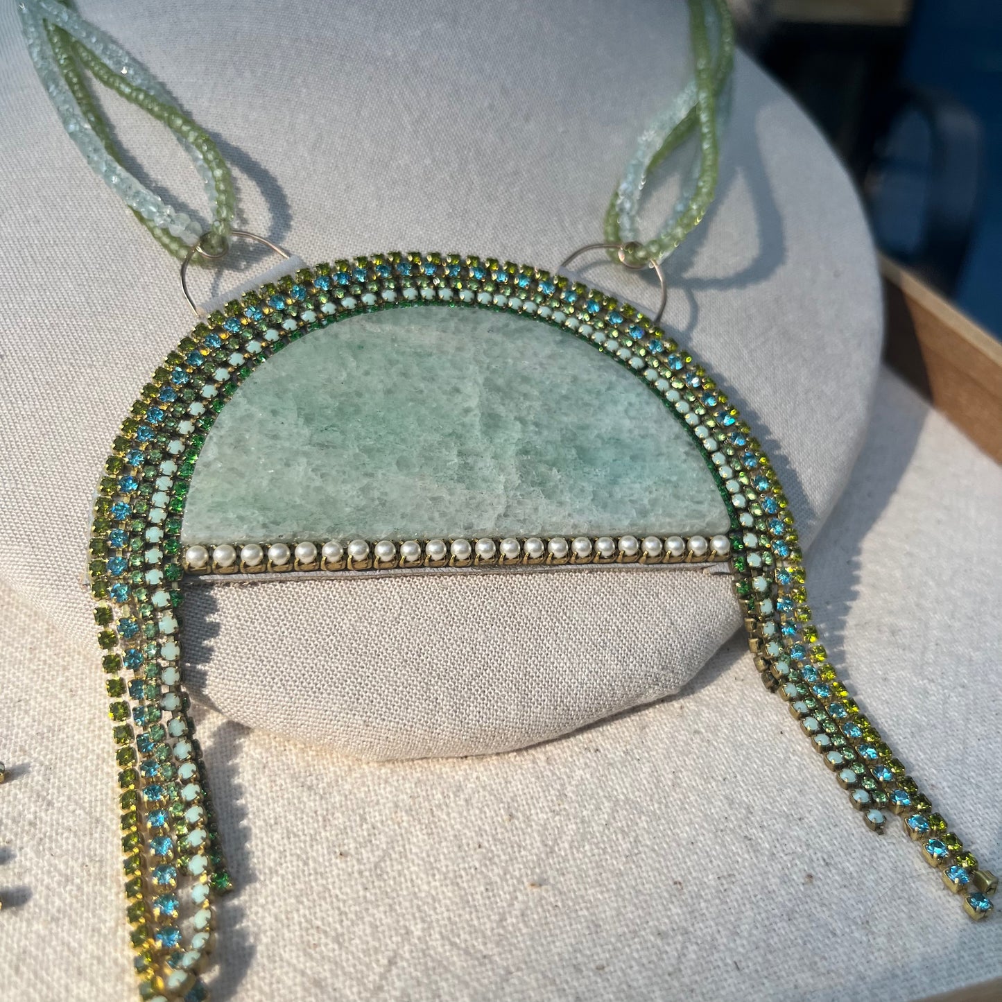 Semi-precious gemstone Statement Arch and sparkle necklace