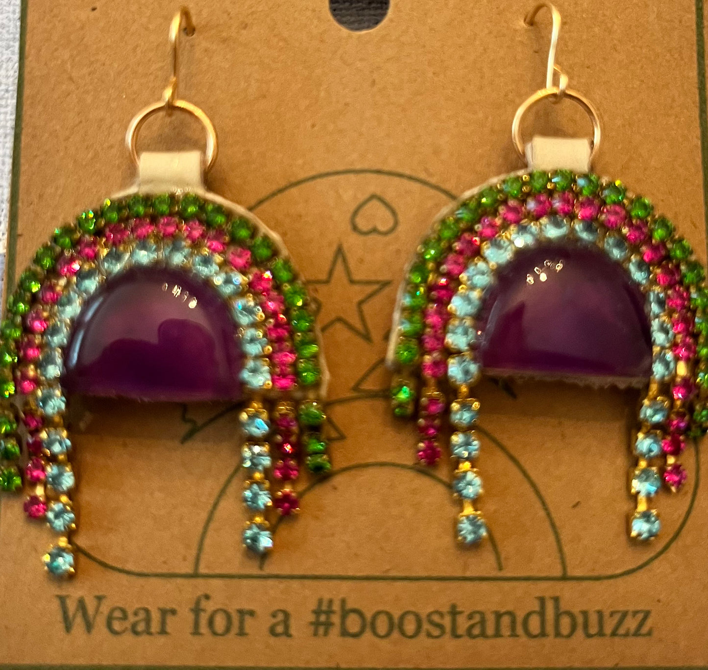 semi-precious gemstone arch earrings