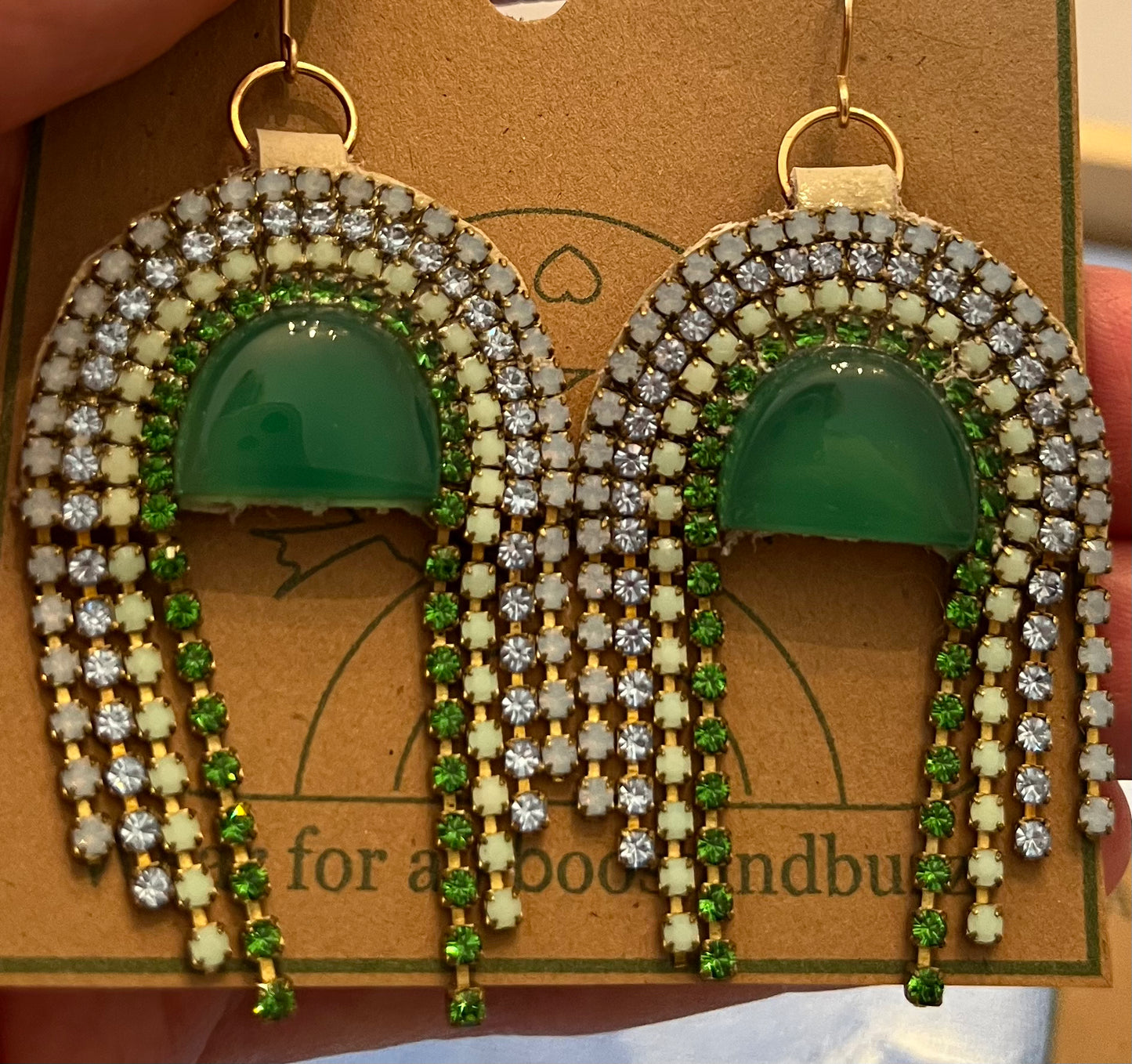 semi-precious gemstone arch earrings