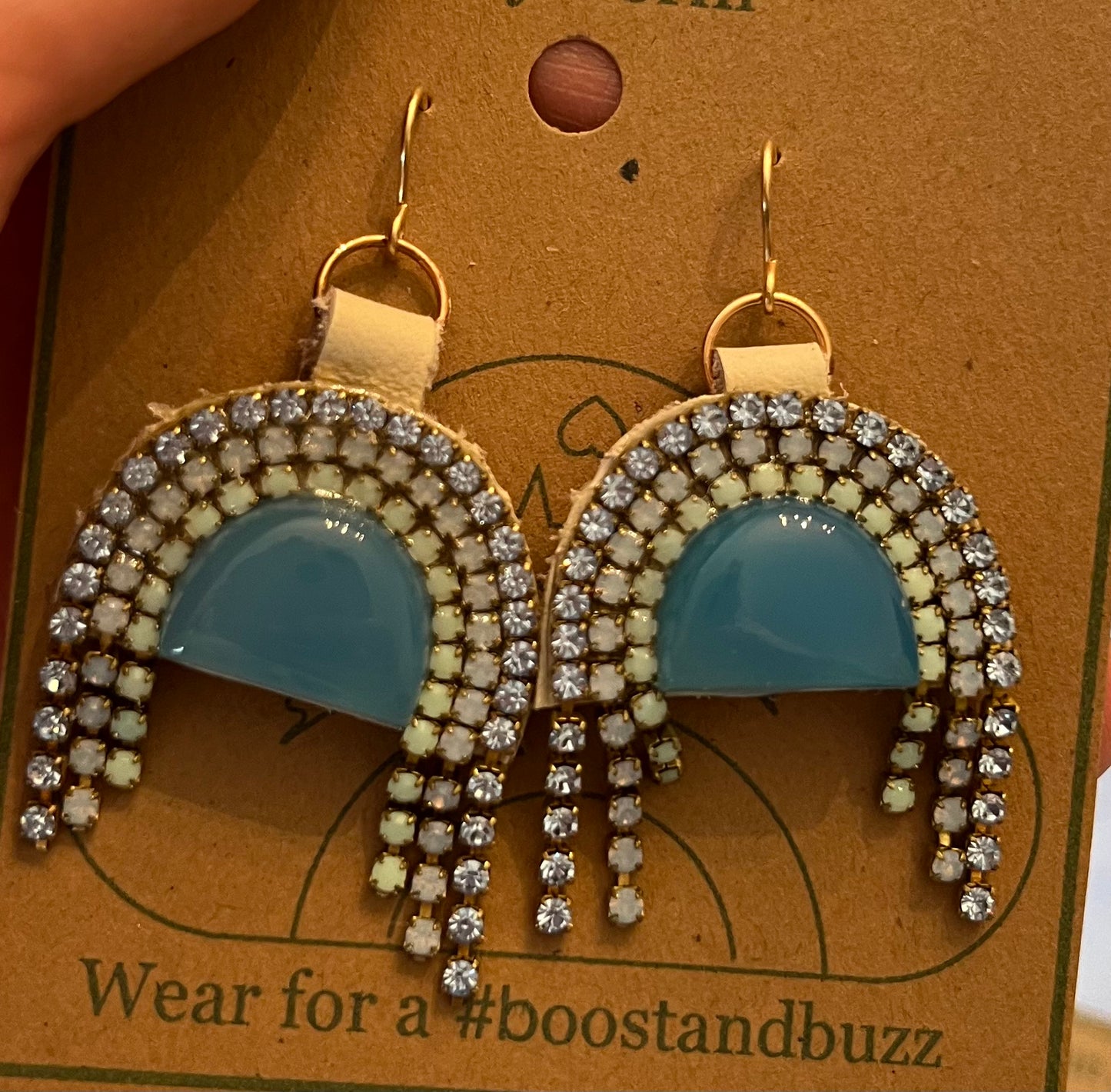 semi-precious gemstone arch earrings