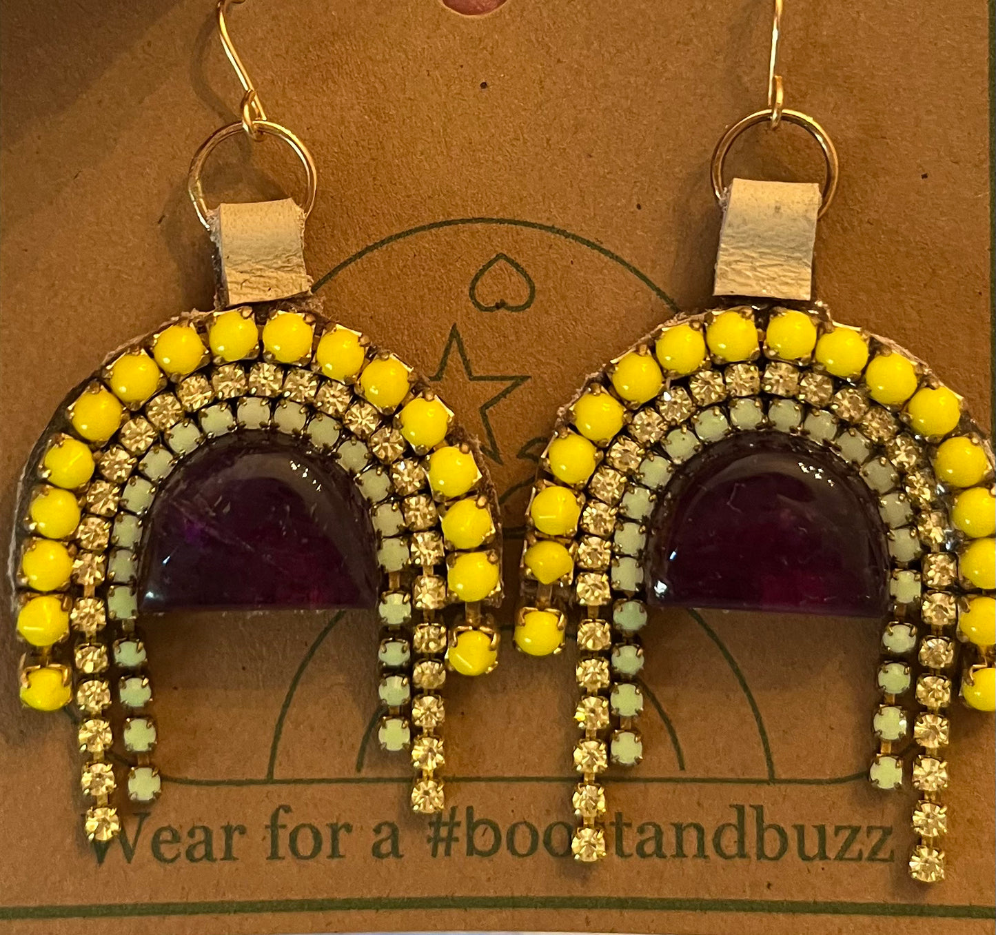 semi-precious gemstone arch earrings