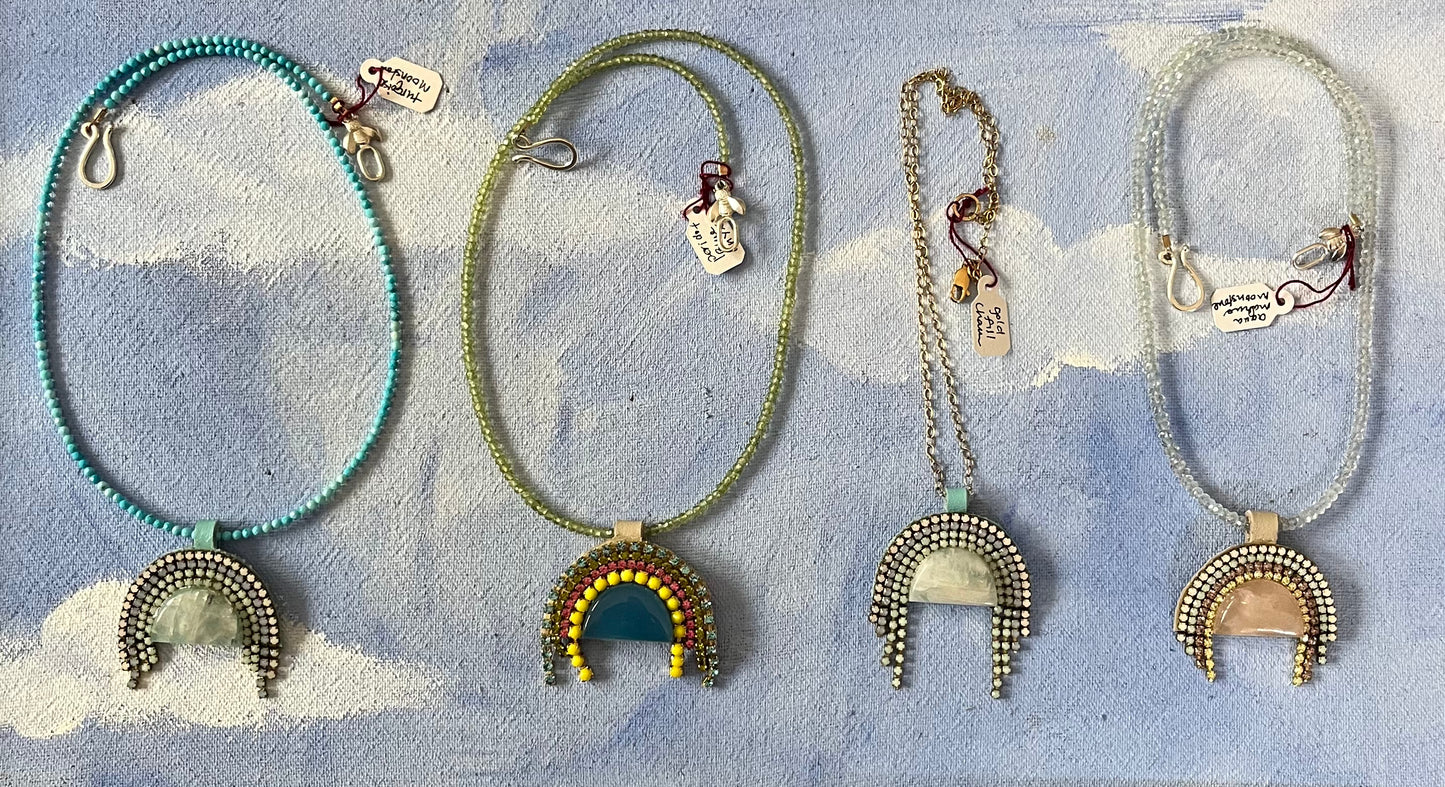 Semi-precious Arch and sparkle necklaces