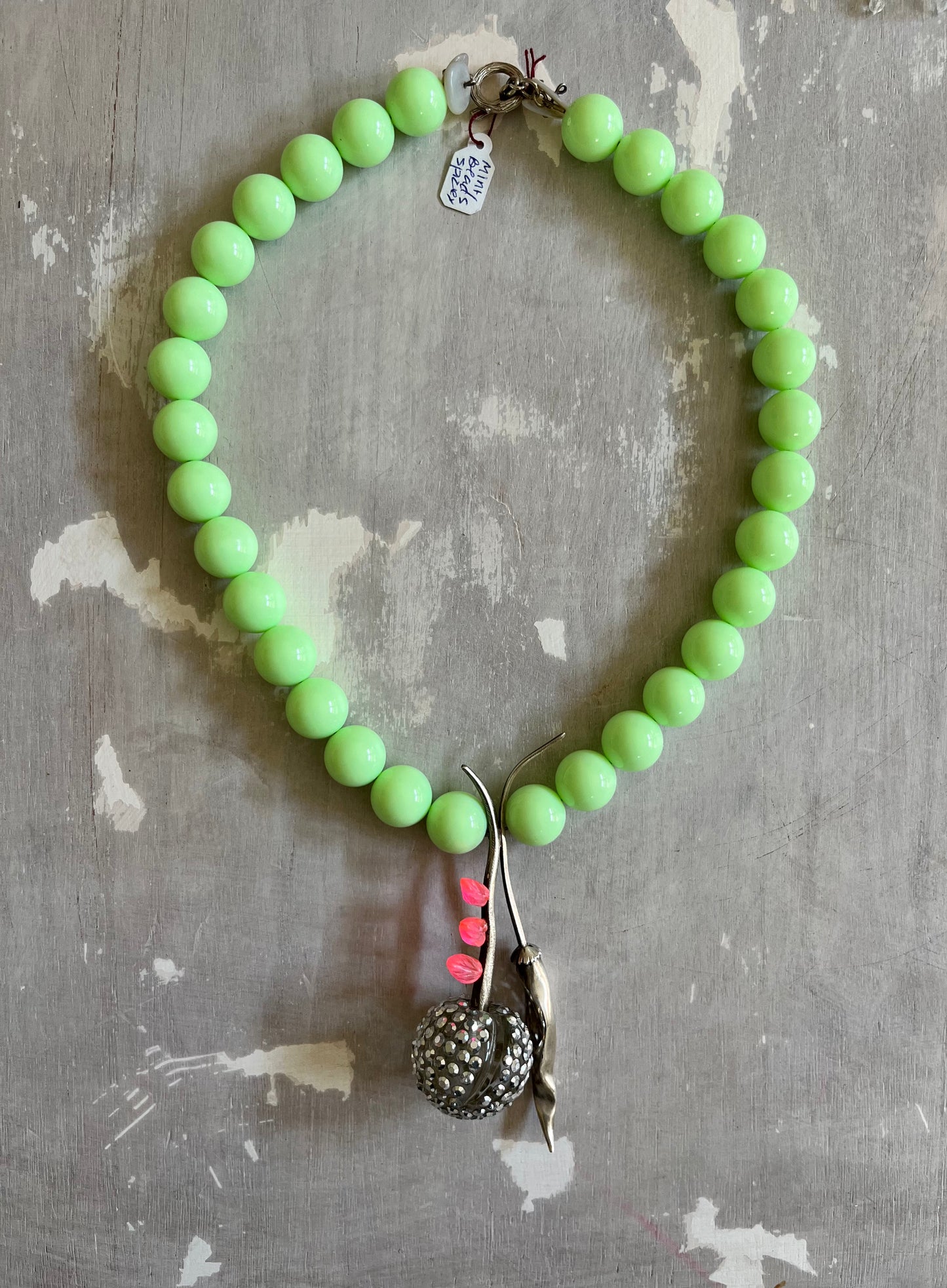 Sour Cherry and Mint Statement Necklace
