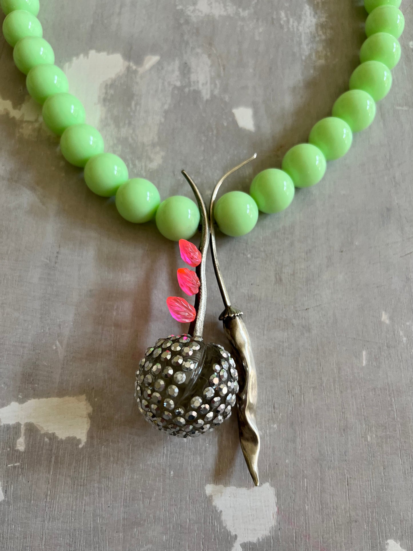 Sour Cherry and Mint Statement Necklace