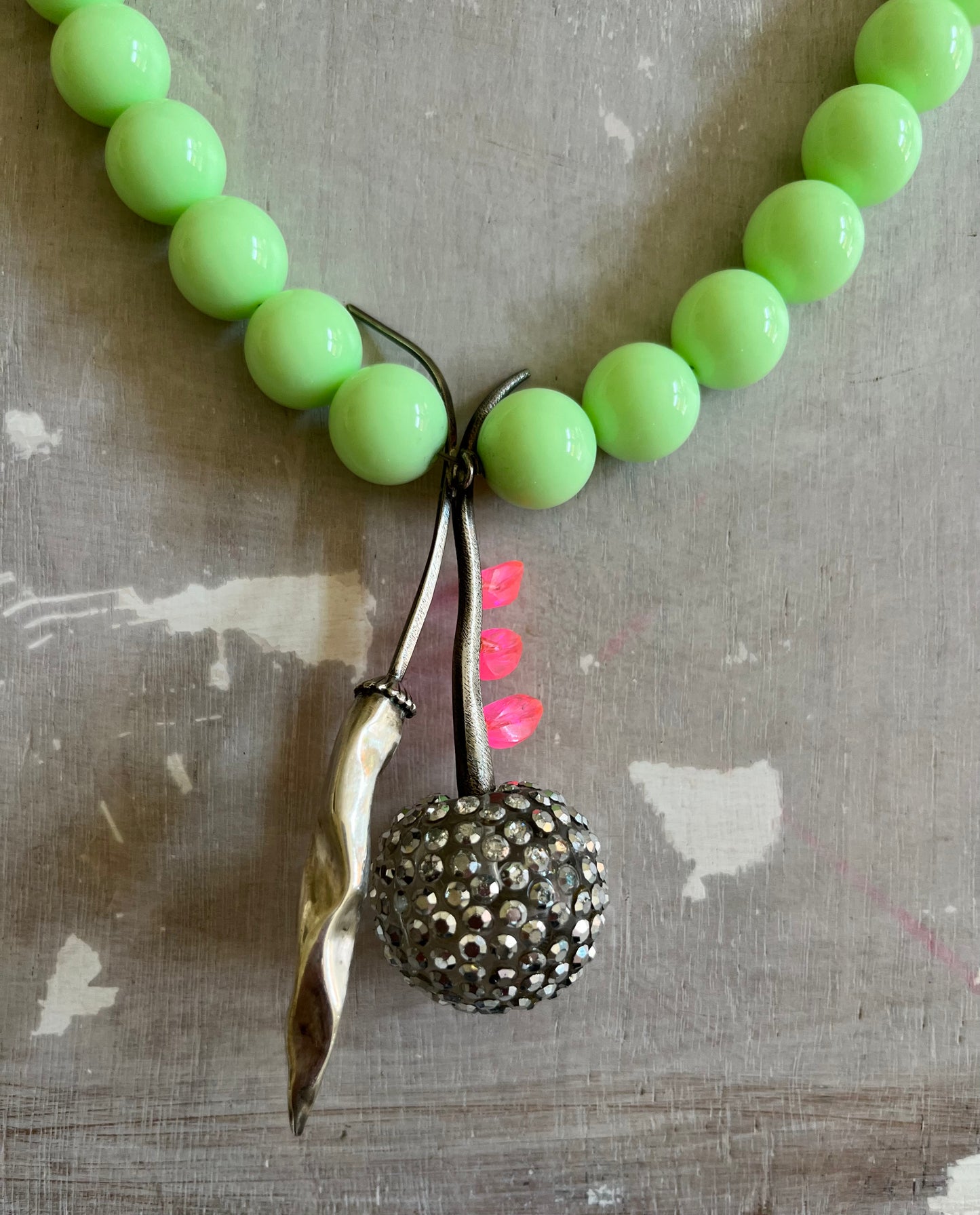 Sour Cherry and Mint Statement Necklace