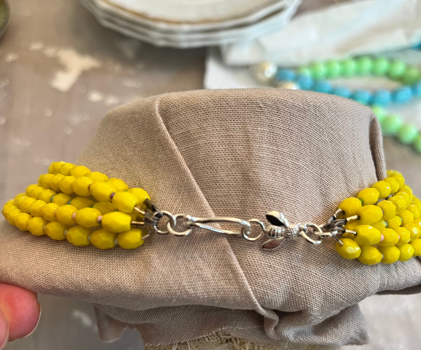 Acid Yellow multi strand Necklace