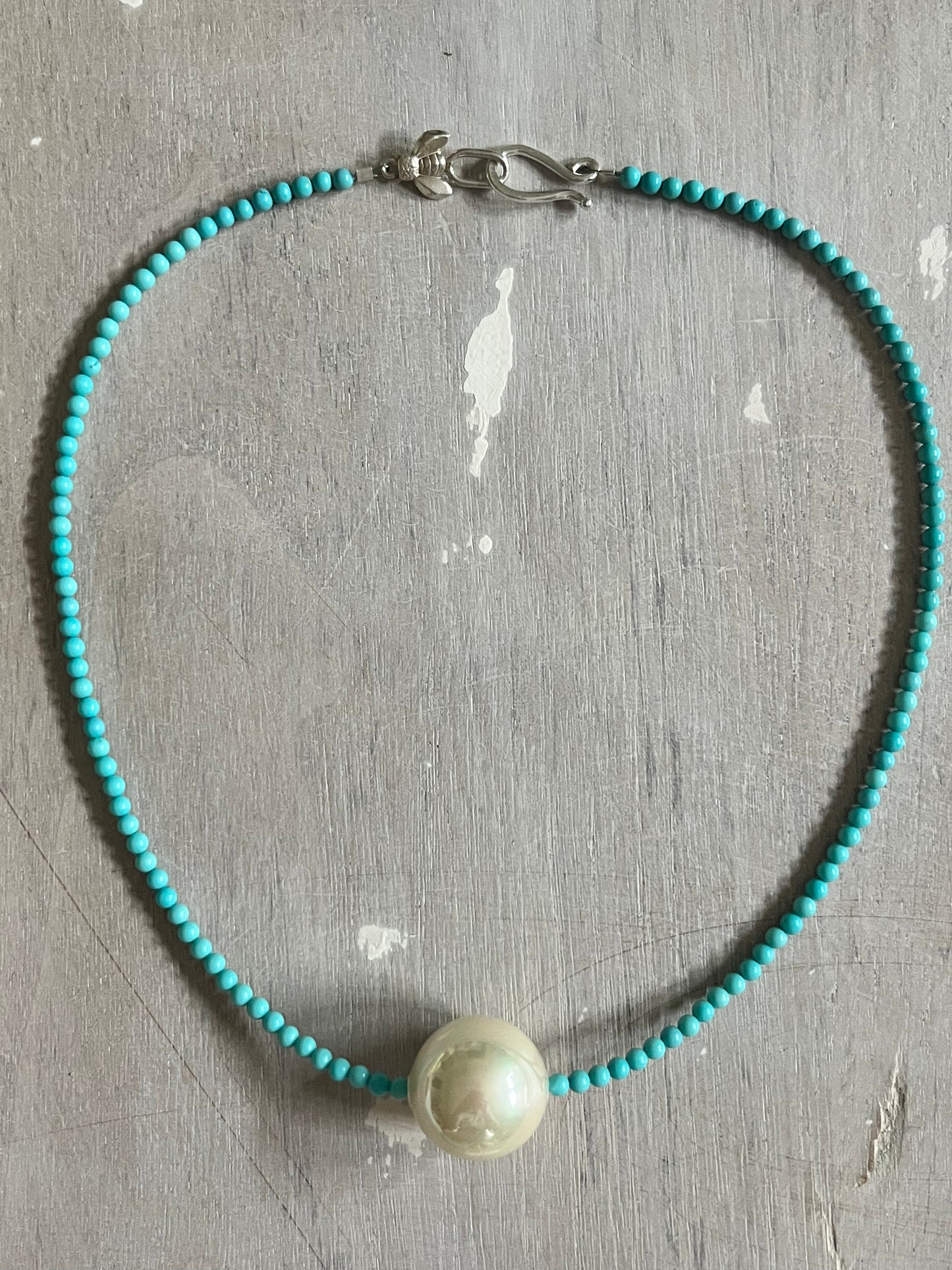 Turquoise and large Pearl necklace