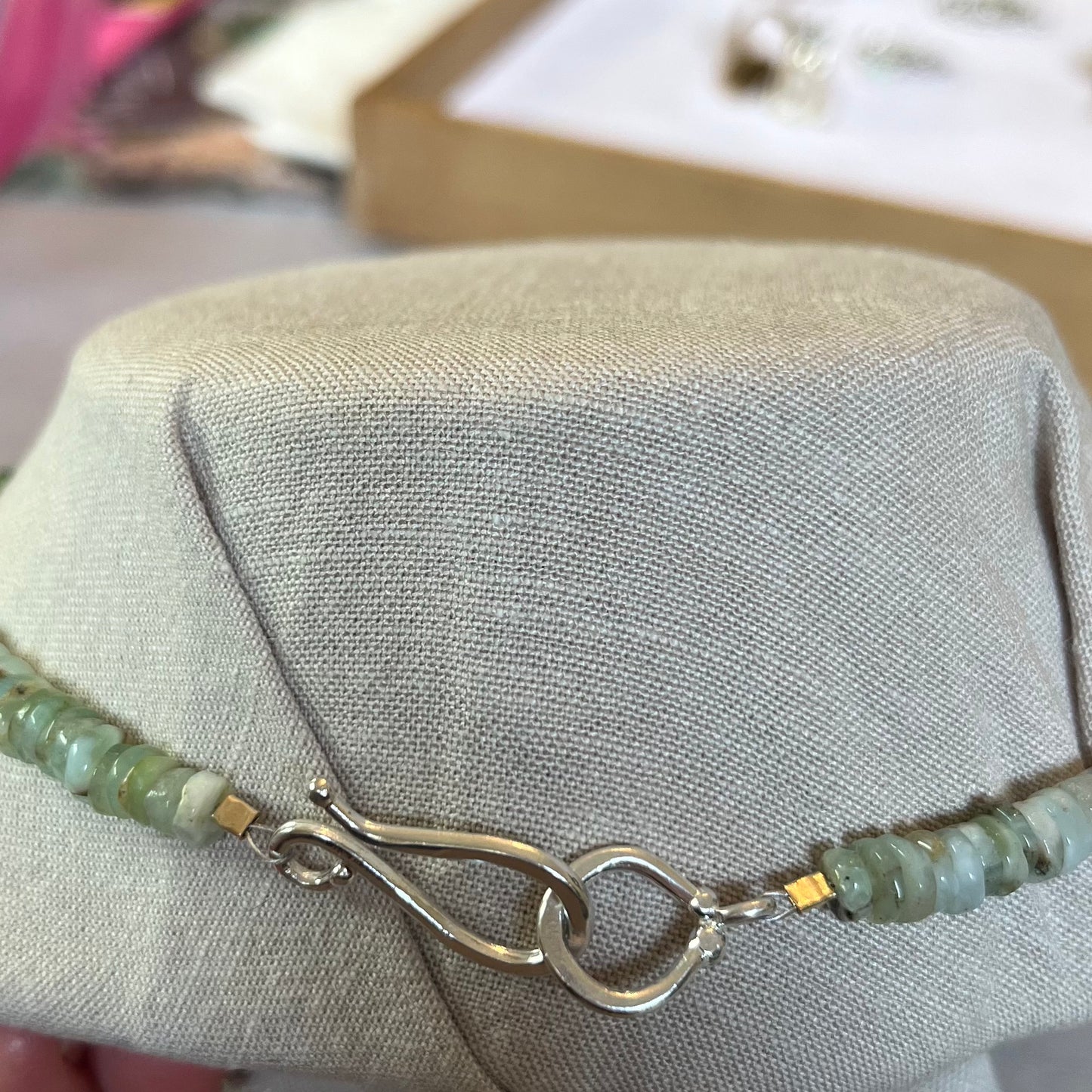 Natural Green Opal Rainbow Semi-precious Necklace