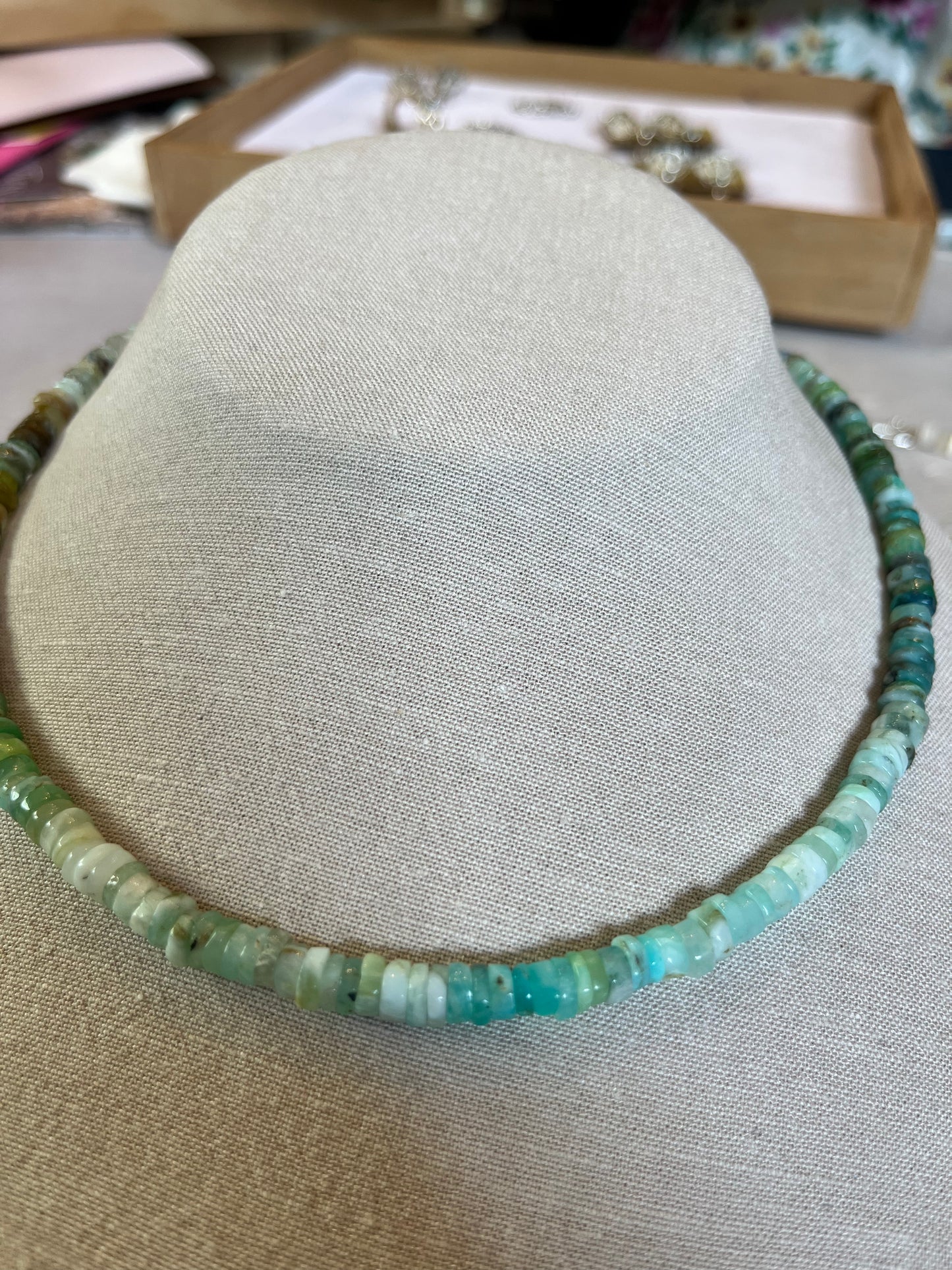 Natural Green Opal Rainbow Semi-precious Necklace