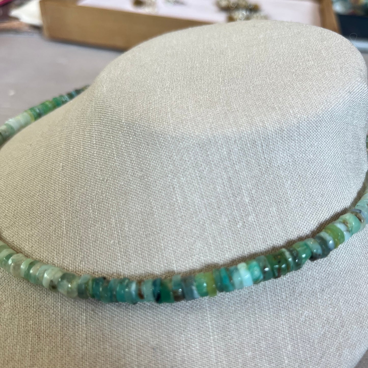 Natural Green Opal Rainbow Semi-precious Necklace