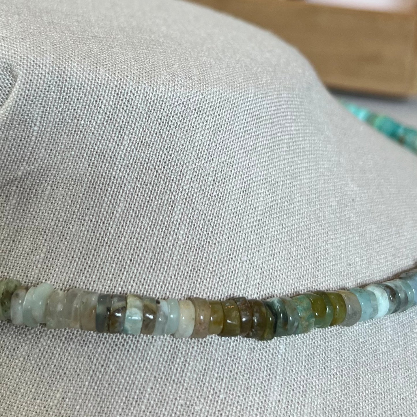 Natural Green Opal Rainbow Semi-precious Necklace