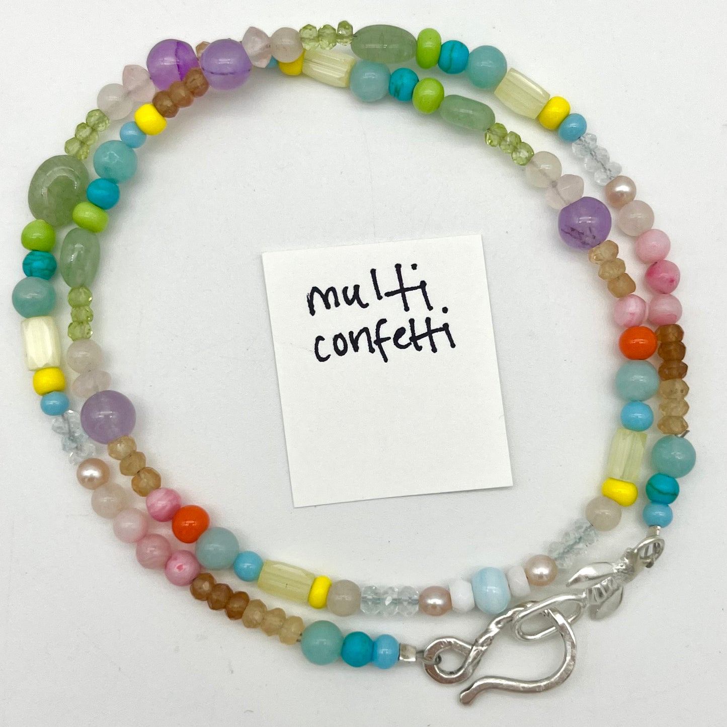 Petite semi-precious multi-color gemstone necklaces