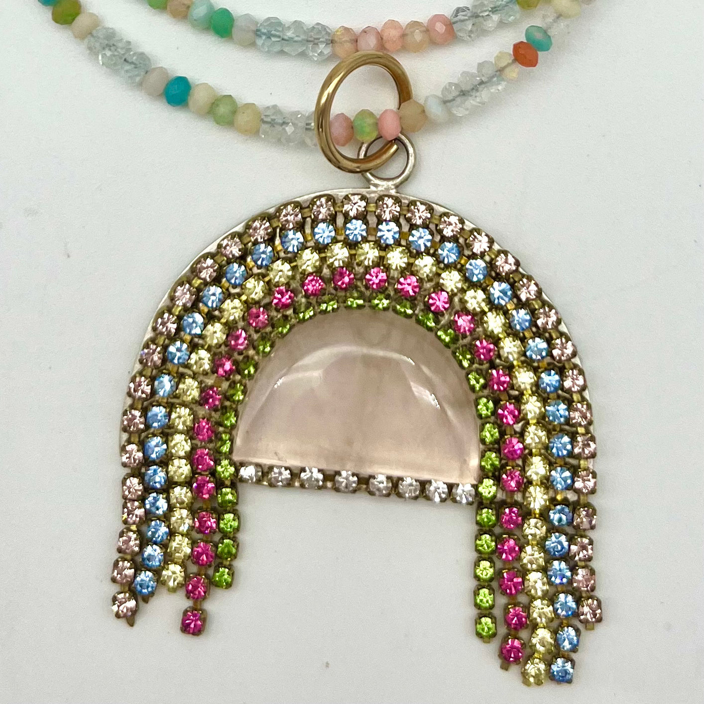 Semi-Precious Arch Pendant Necklace