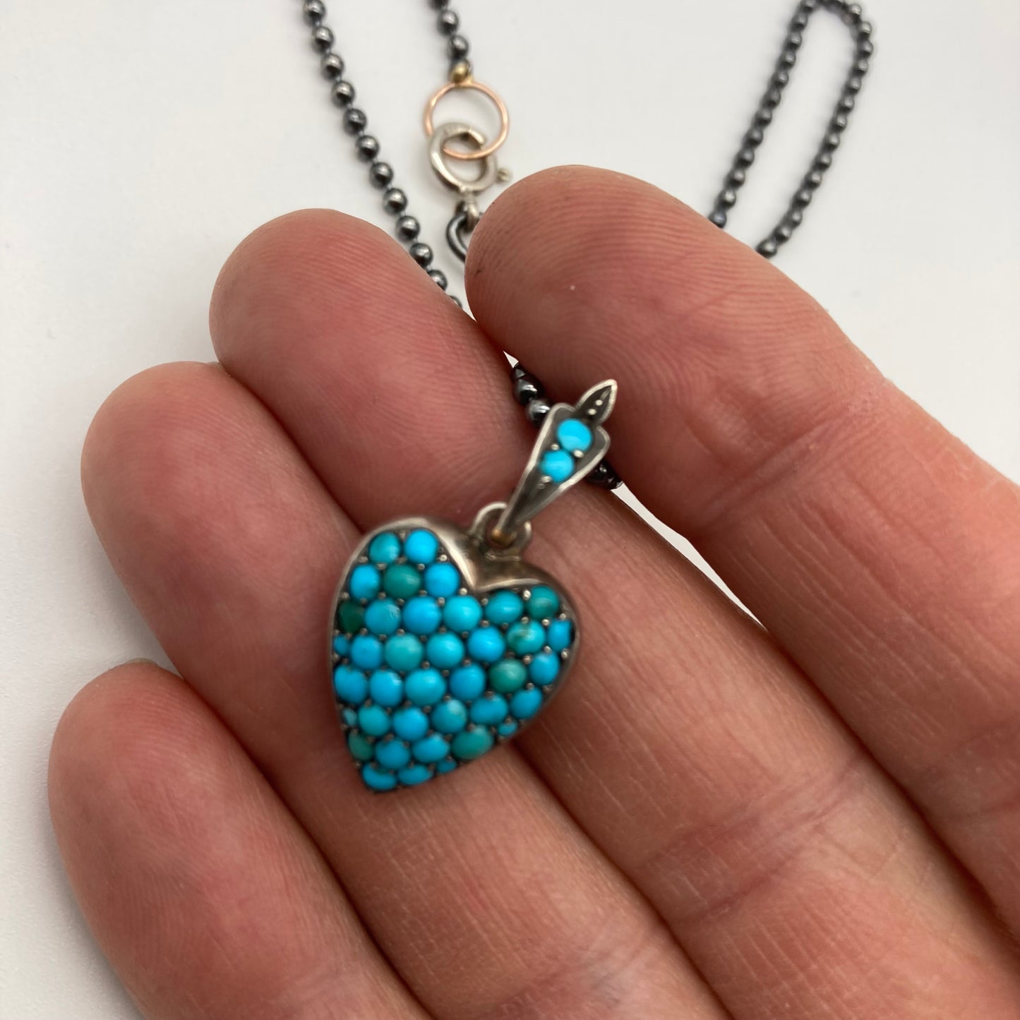Victorian turqoise Heart Locket Necklace