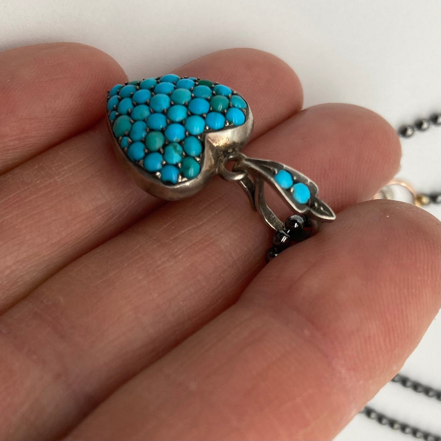 Victorian turqoise Heart Locket Necklace