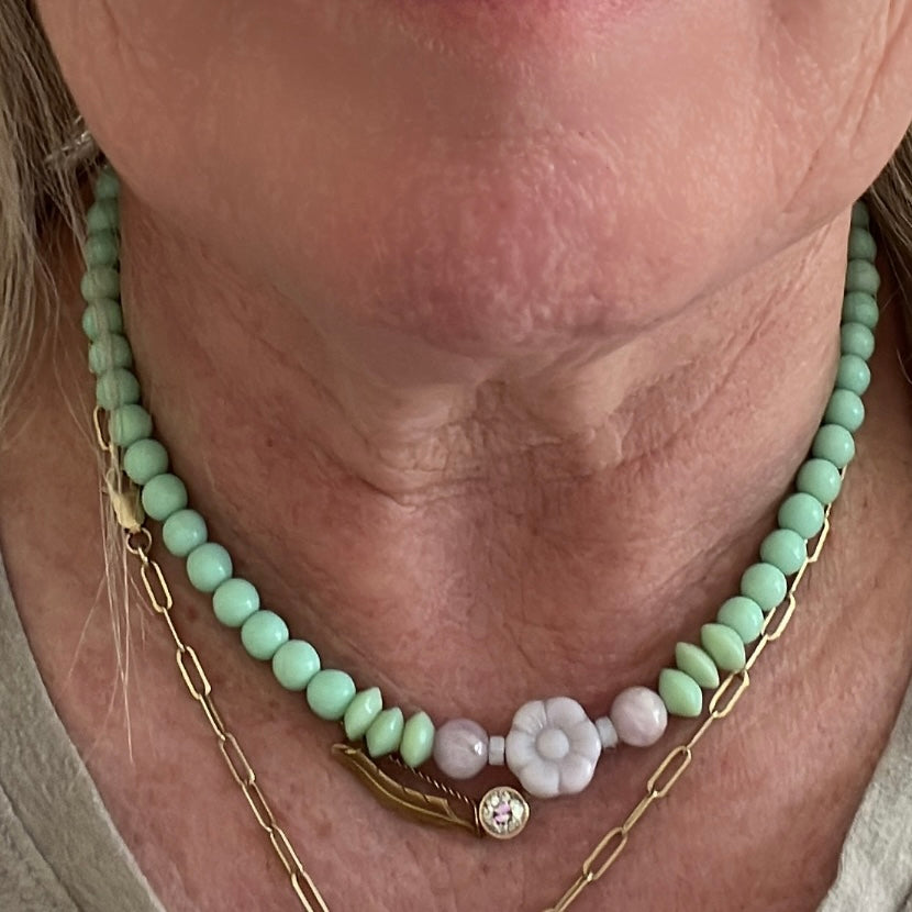 Lilac flower bead Necklace