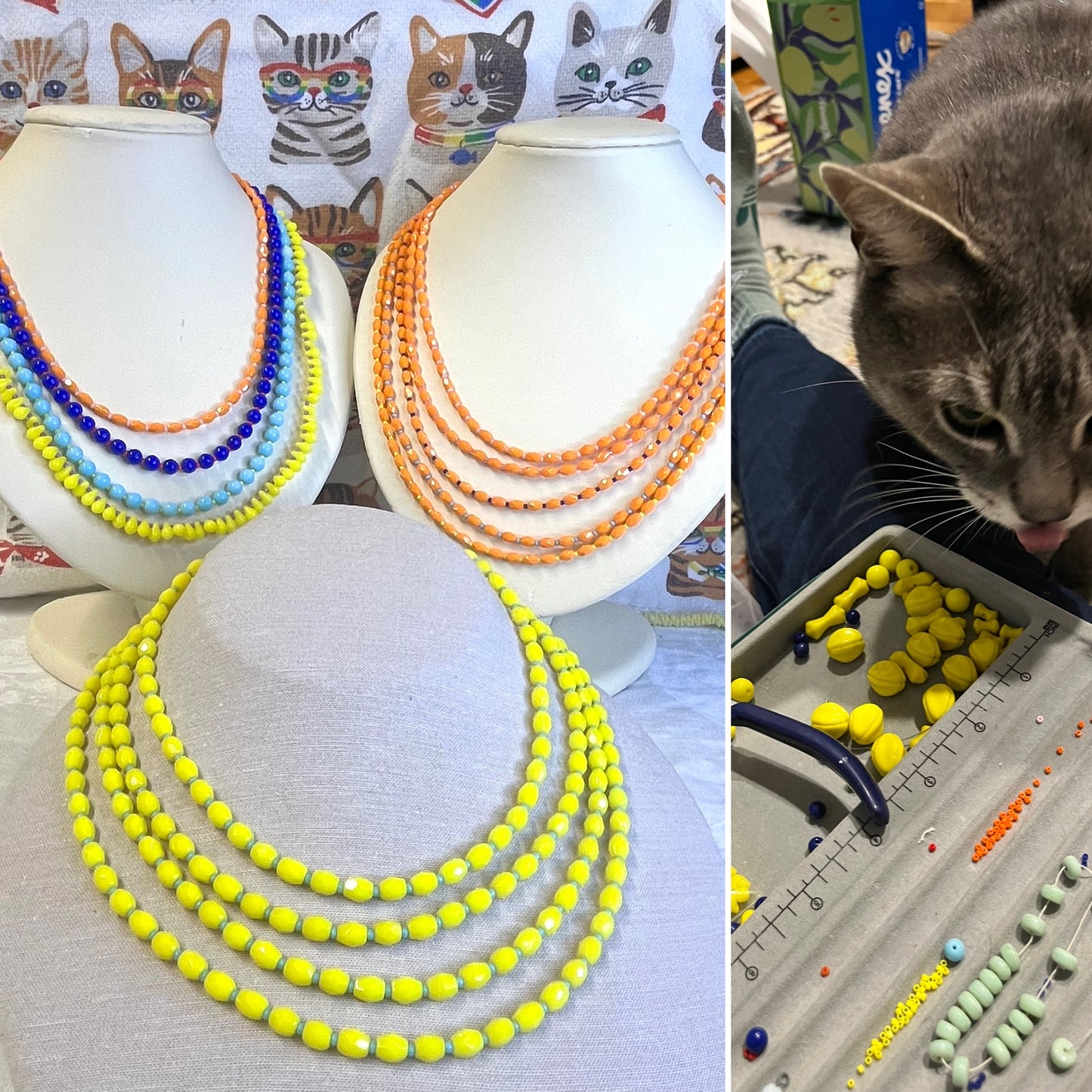 Multi-strand Acid yellow necklace