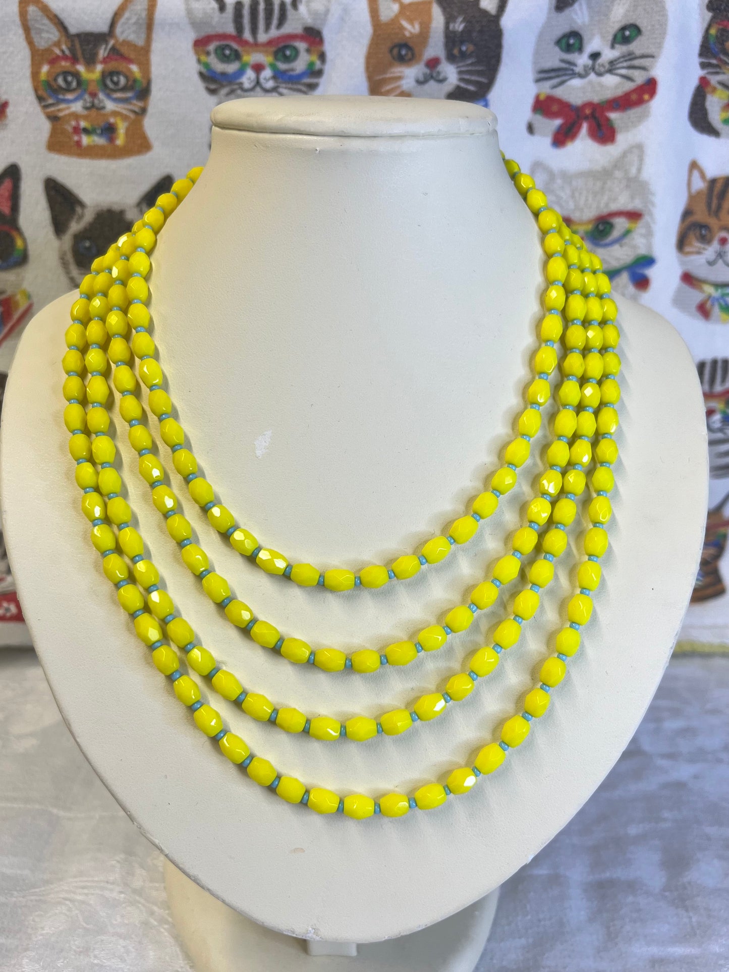 Multi-strand Acid yellow necklace