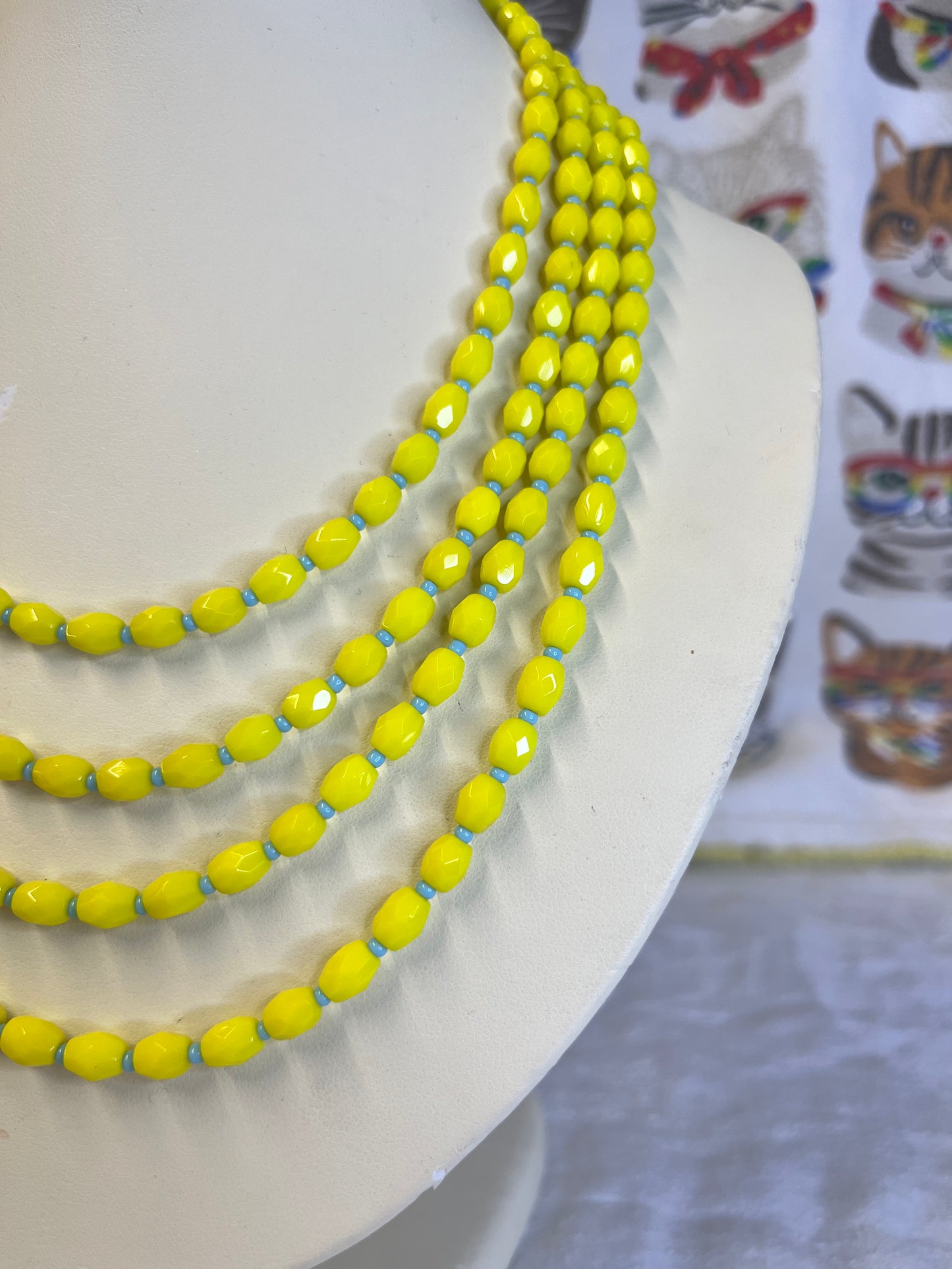 Multi-strand Acid yellow necklace
