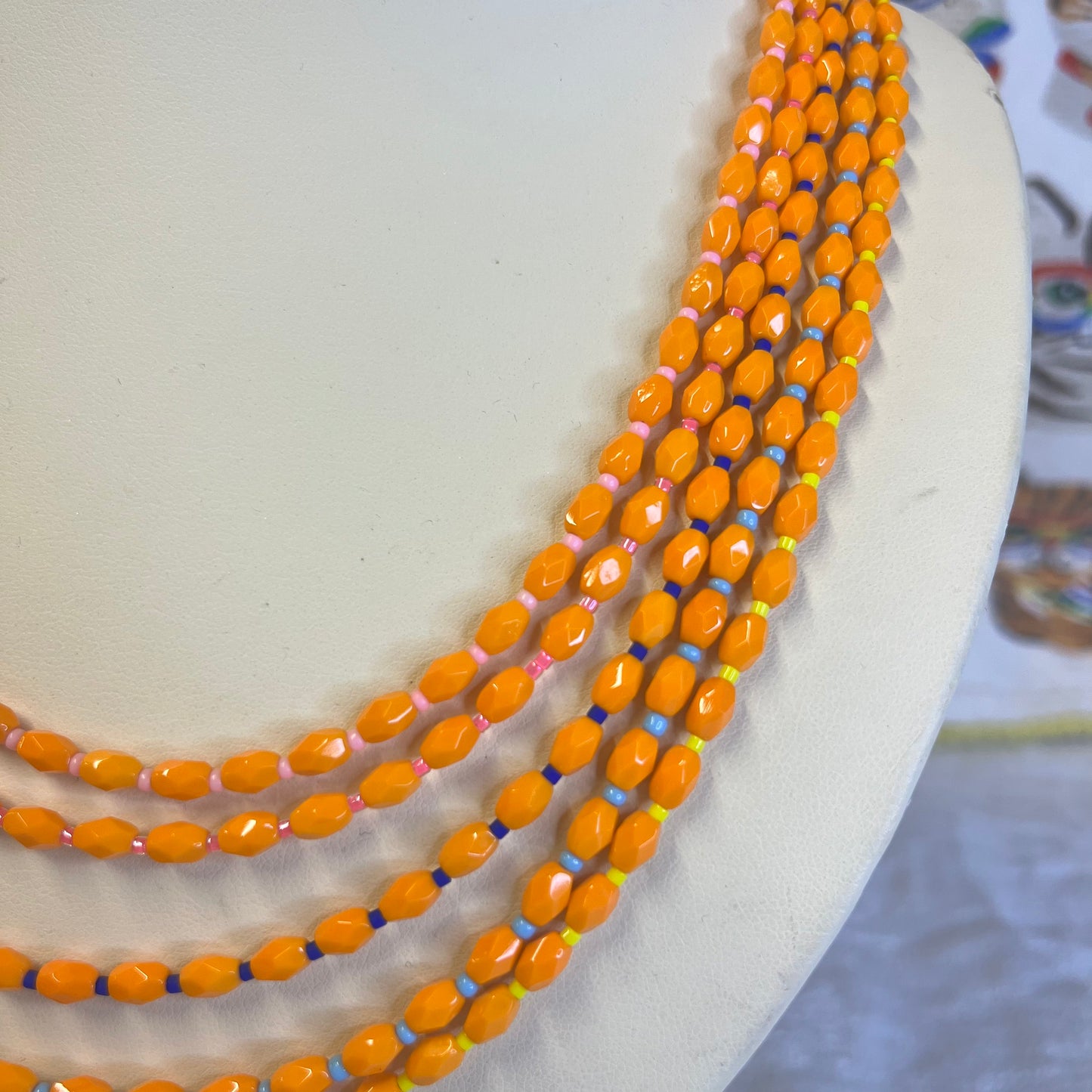 Multi-strand Tangerine Necklace