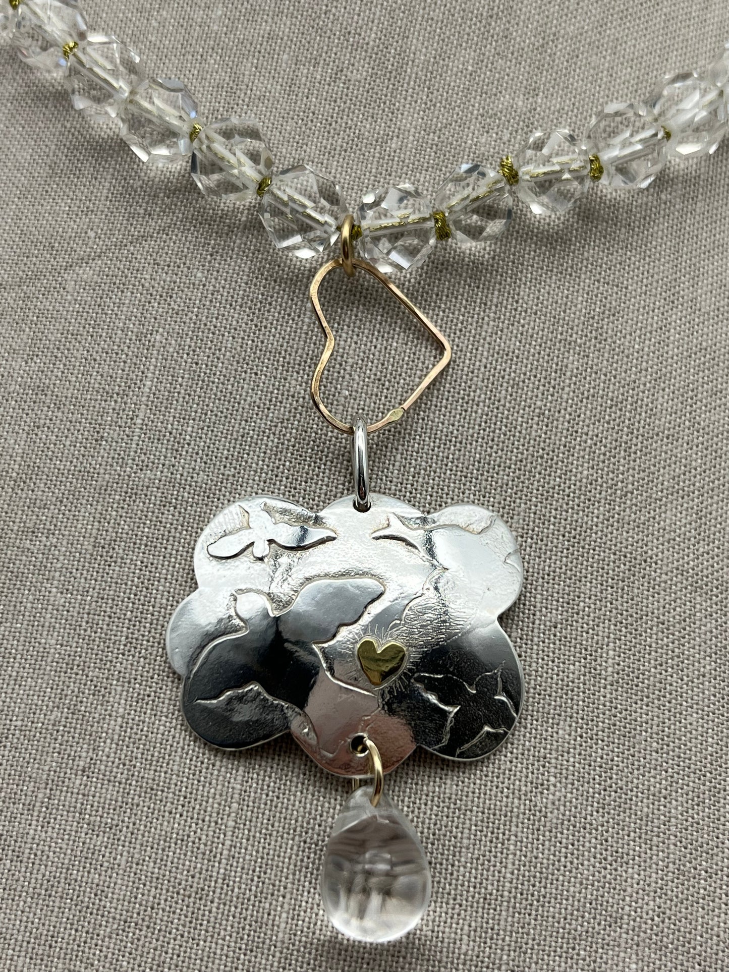 Cloud Charm Heart Crystal bead Necklace