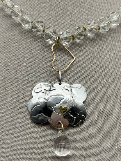 Cloud Charm Heart Crystal bead Necklace