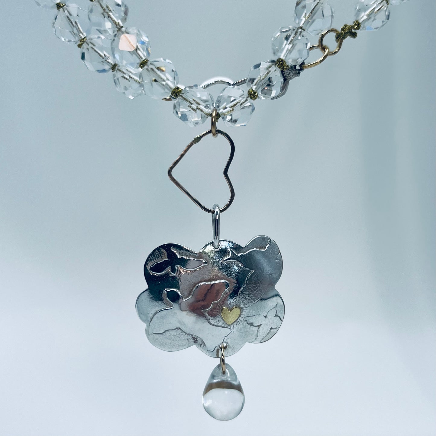 Cloud Charm Heart Crystal bead Necklace