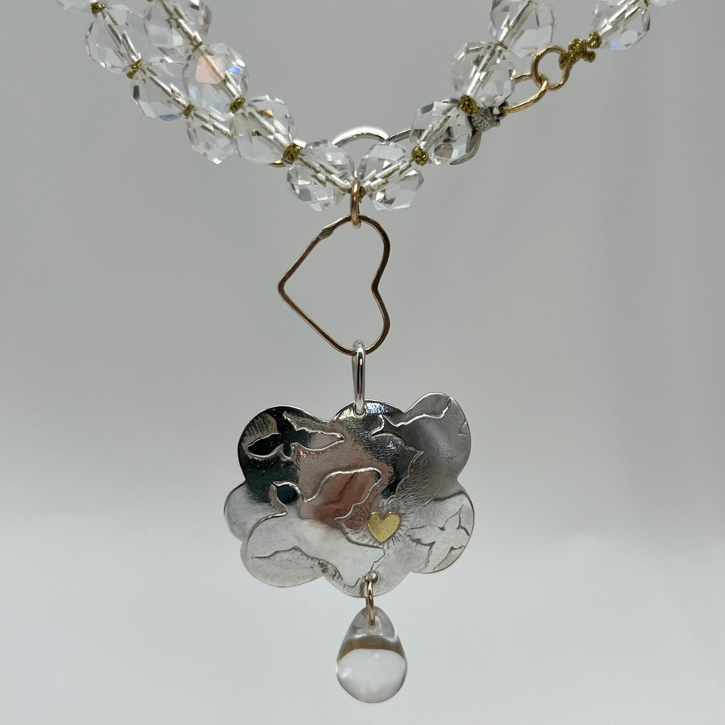 Cloud Charm Heart Crystal bead Necklace